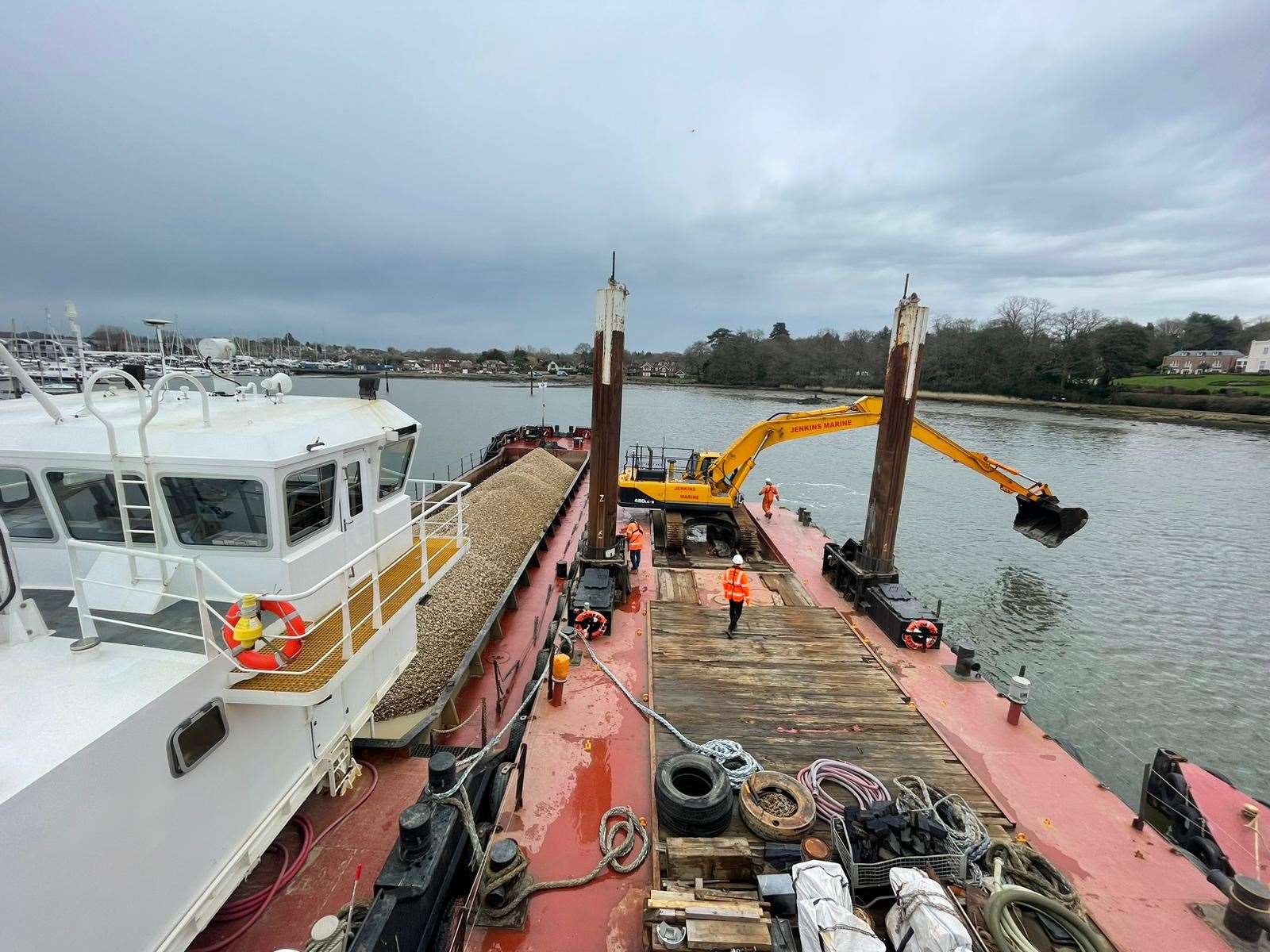 Work has begun to lay the shingle oyster reef in the river Hamble (Blue Marine Foundation/PA Wire)