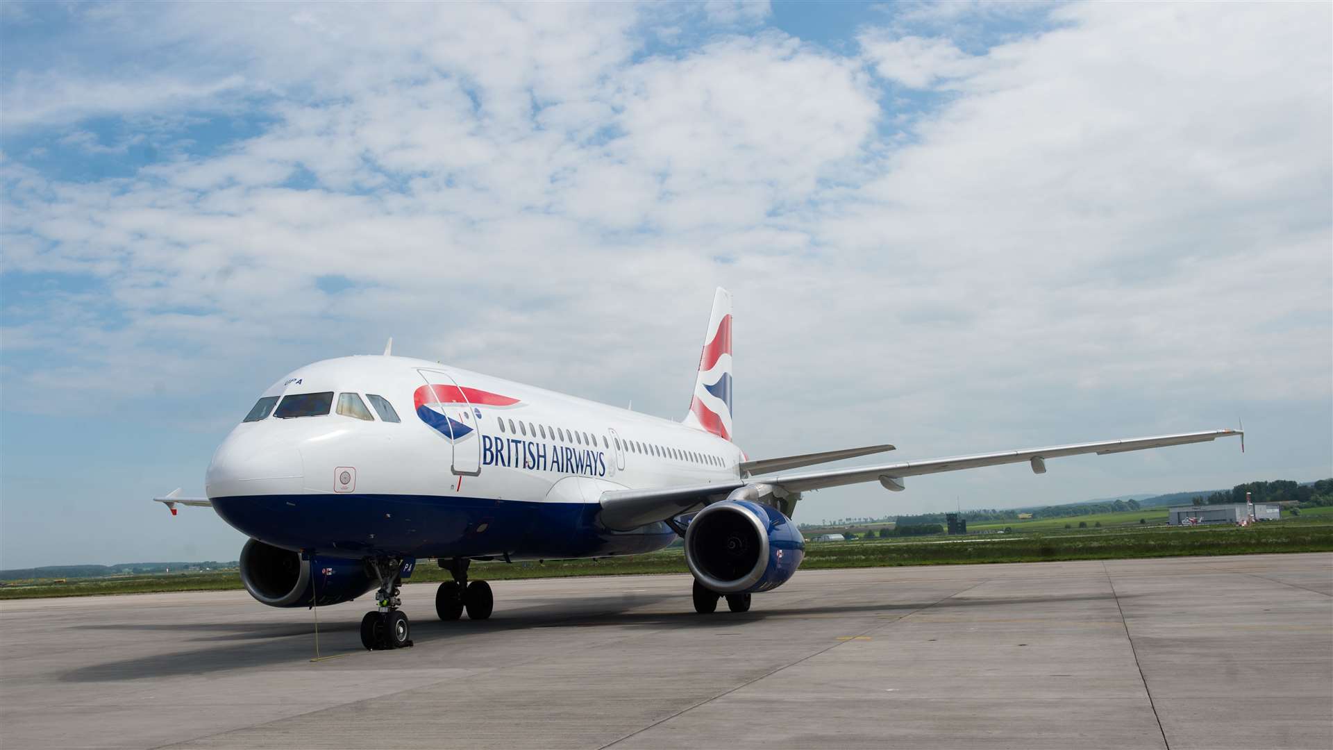 A British Airways aircraft at Inverness Airport.
