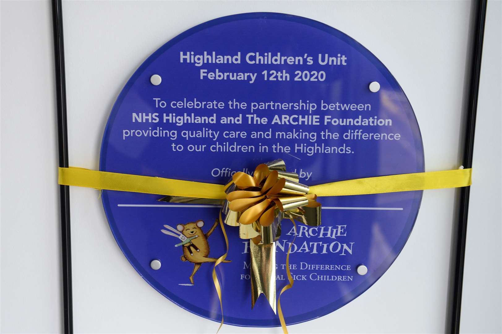 The plaque in the children's unit.