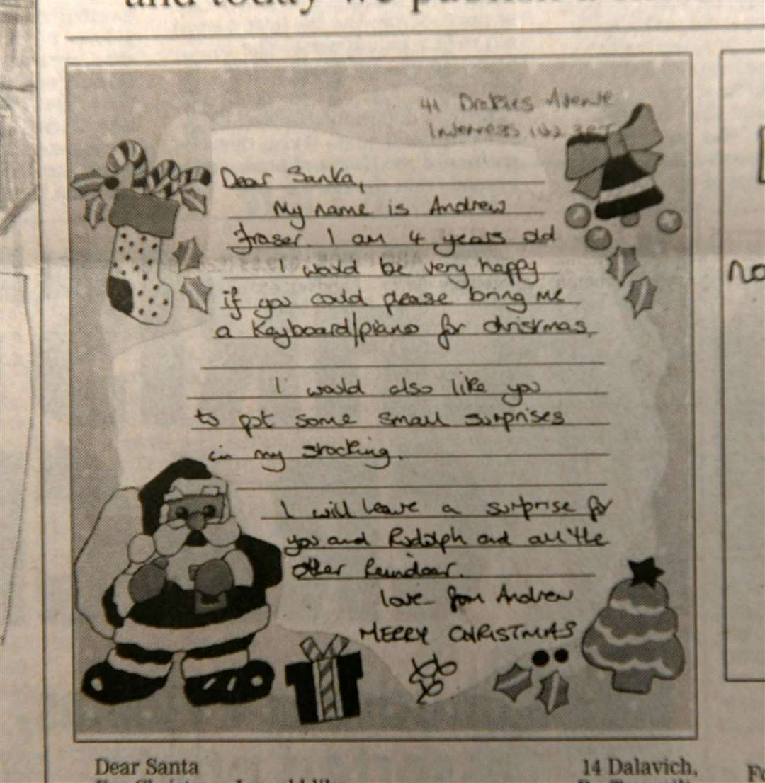 The Inverness Courier published a selection of letters written by children to Santa.