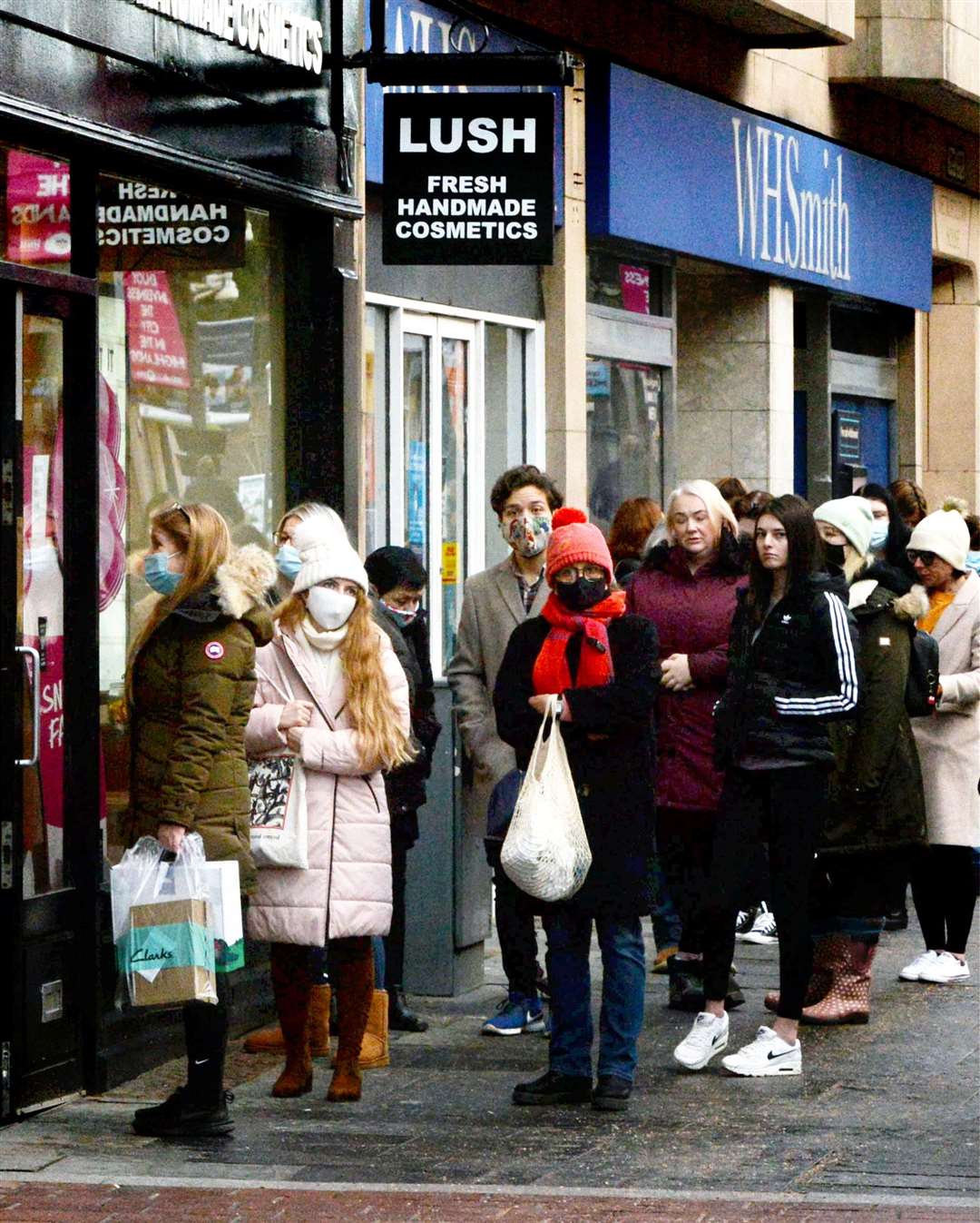 Shoppers queuing outside Lush in Inverness. Picture: James Mackenzie