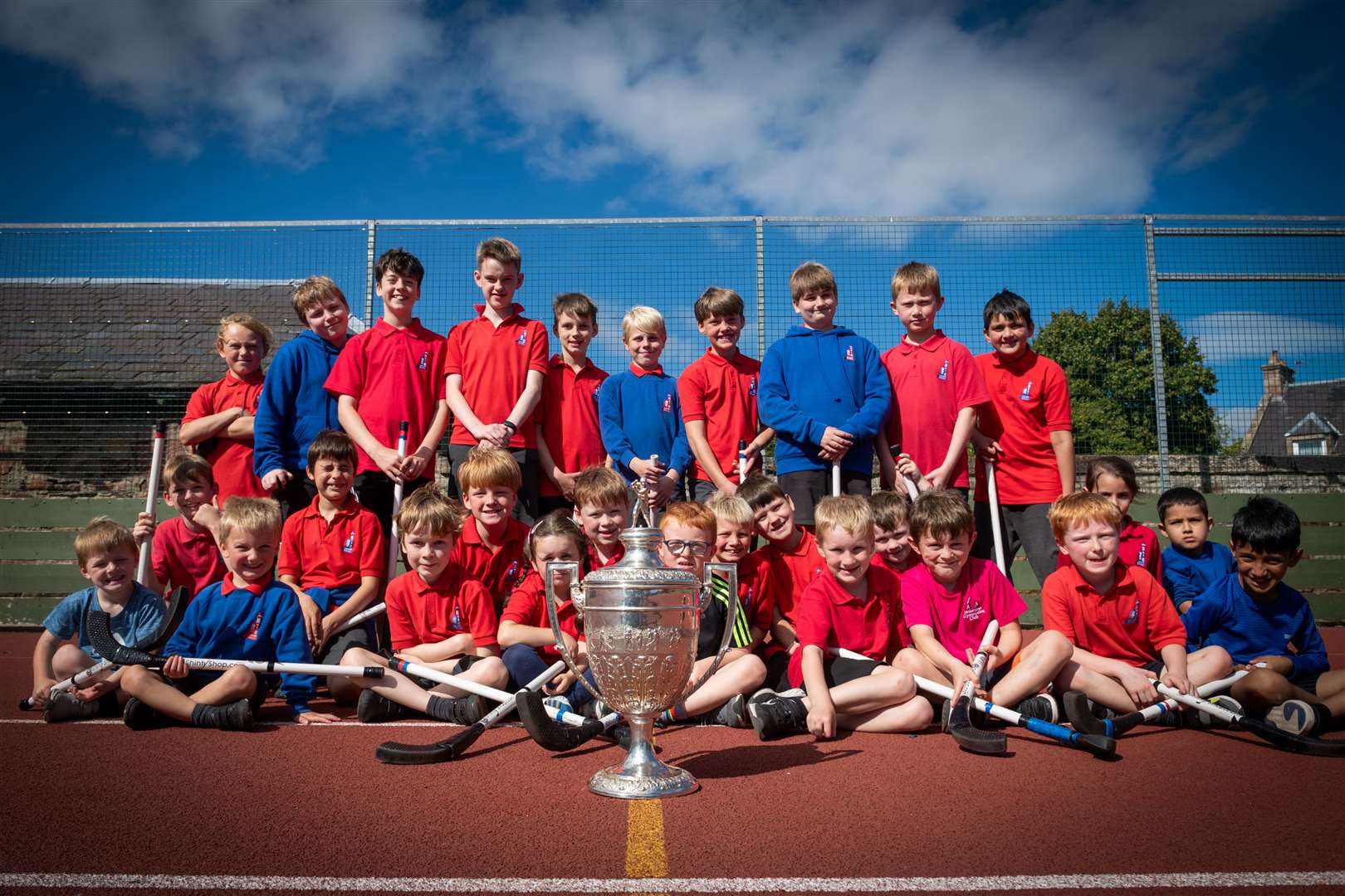The Camanachd Cup with youngsters at Crown Primary. Picture: Callum Mackay