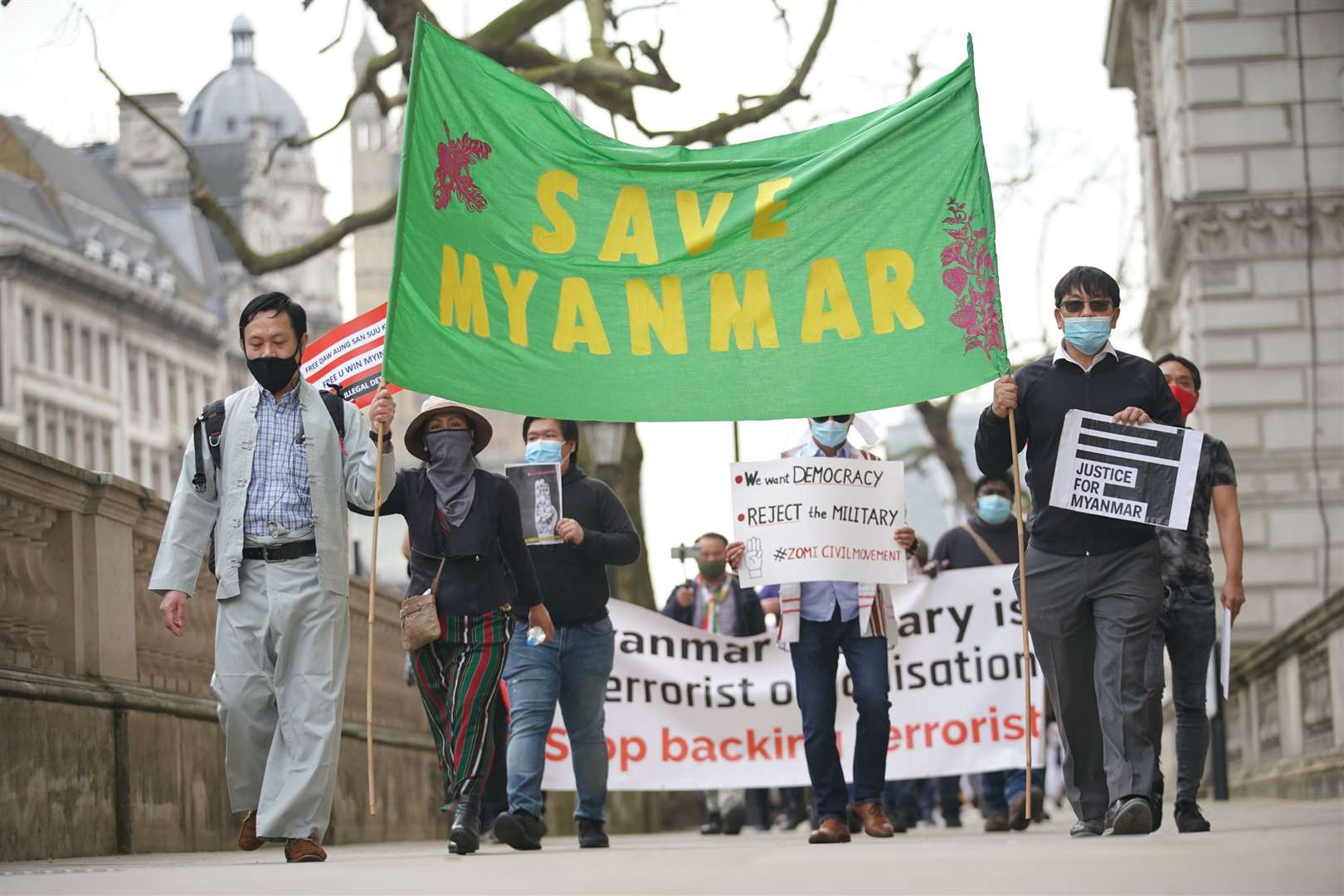 Myanmar, which has sent police to receive training in the UK, has been accused of human rights abuses by protesters across the world (Aaron Chown/PA)