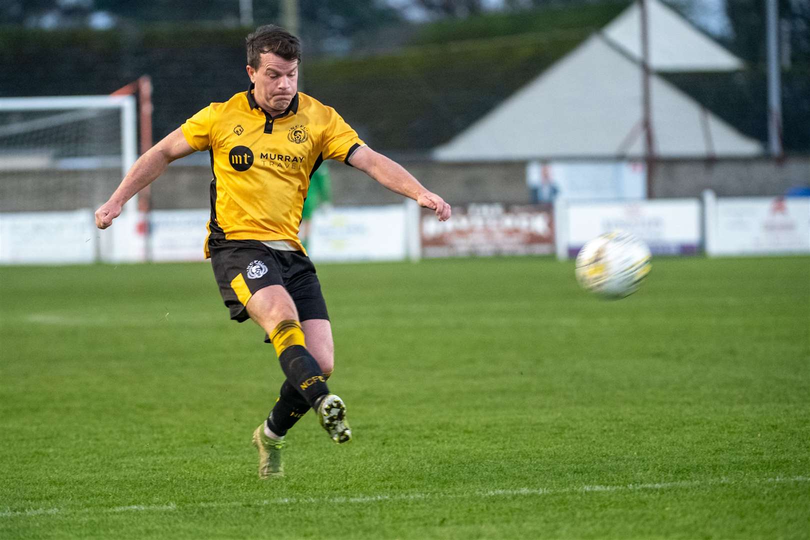 Conor Gethins is three goals short of the 200 mark for Nairn County. Picture: Callum Mackay