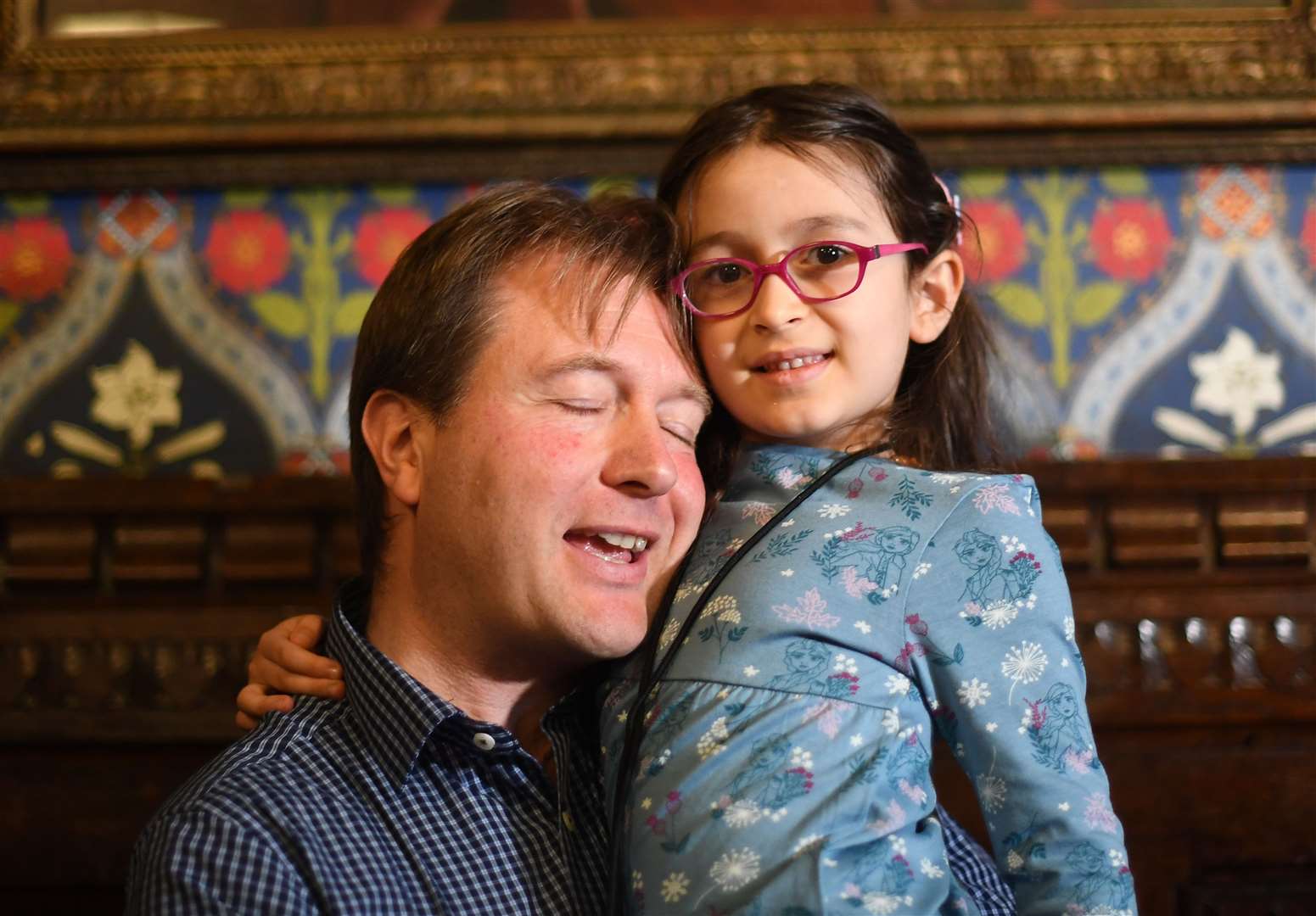 Five-year-old Gabriella Zaghari-Ratcliffe with her father Richard Ratcliffe (Victoria Jones/PA)