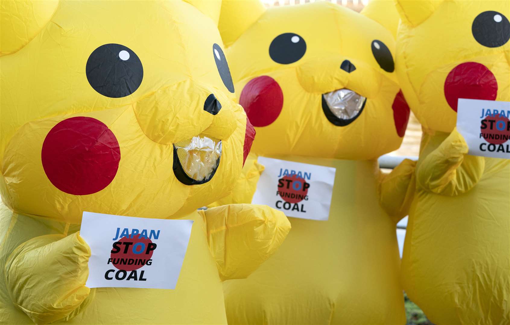 Pikachu protesters in Glasgow (Jane Barlow/PA)