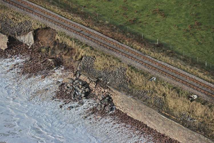 Damage to the same stretch of track between Brora and Helmsdale in October/November.