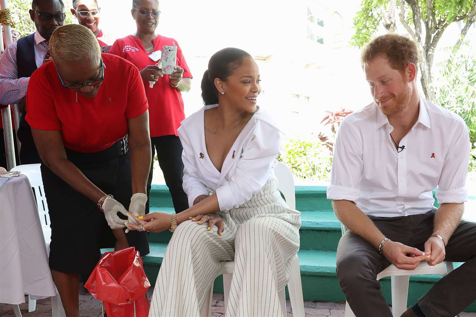 Rihanna and Harry take part in HIV testing in Barbados (Chris Jackson/PA)