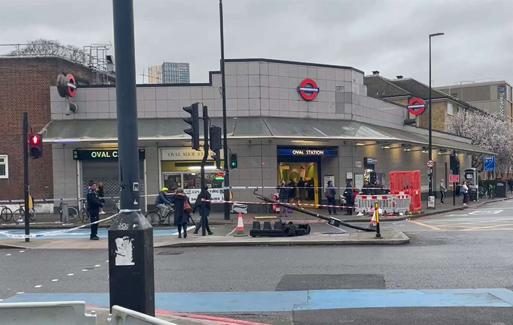 The scene on Kennington Park Road, near Oval Tube station (George Lithgow/PA)