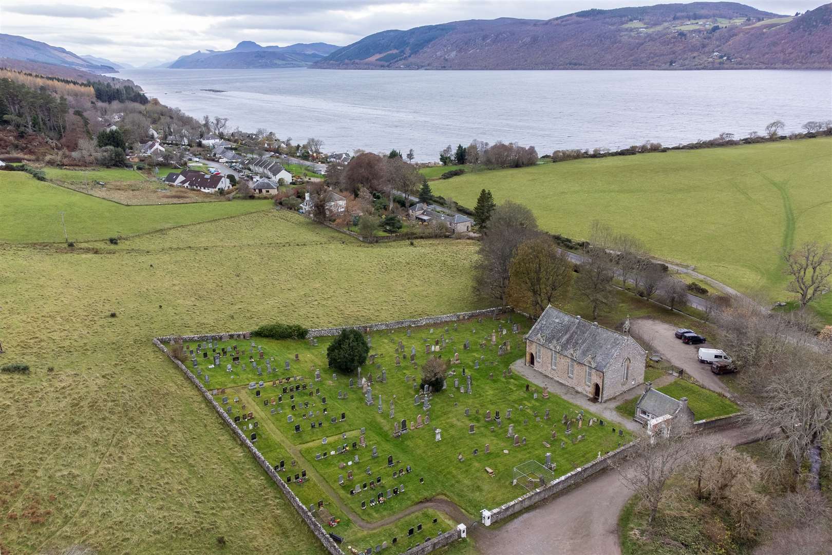 Dores Church in its iconic Loch Ness setting taken by Reuben Tabner for Church of Scotland.