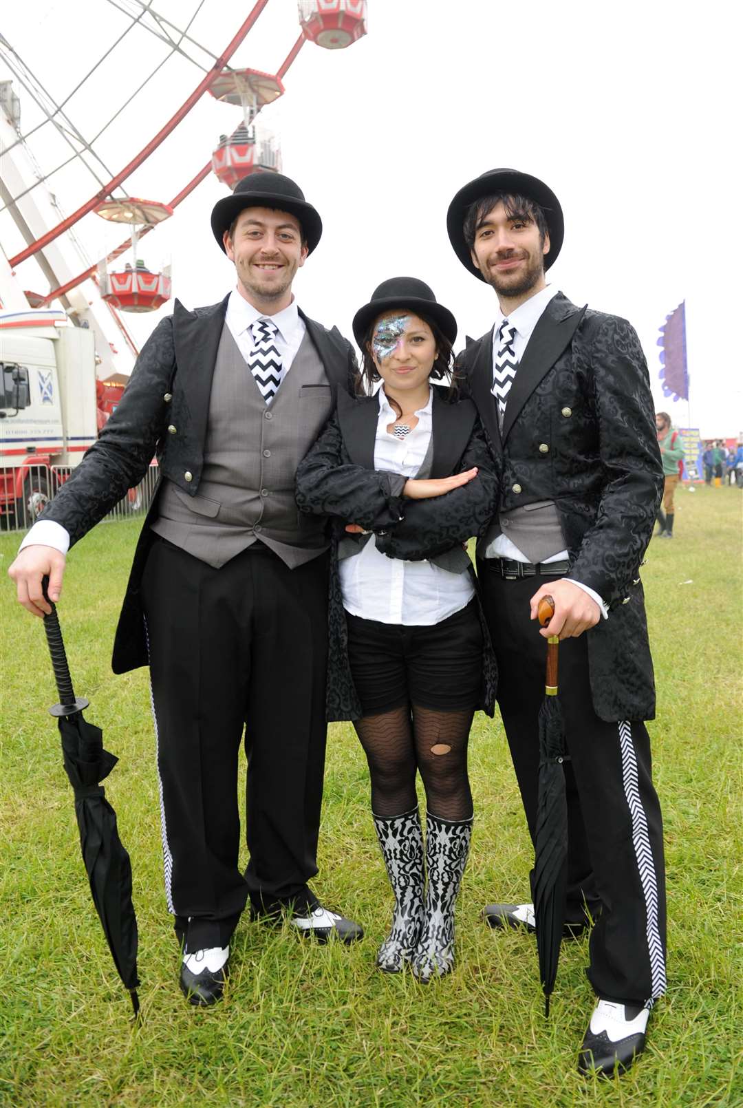 James Lawrence Bewley, Polly MacFarlane and Peter Antoniou promoting the glamorously decked-out Drambuie tent. Picture: Alison White.