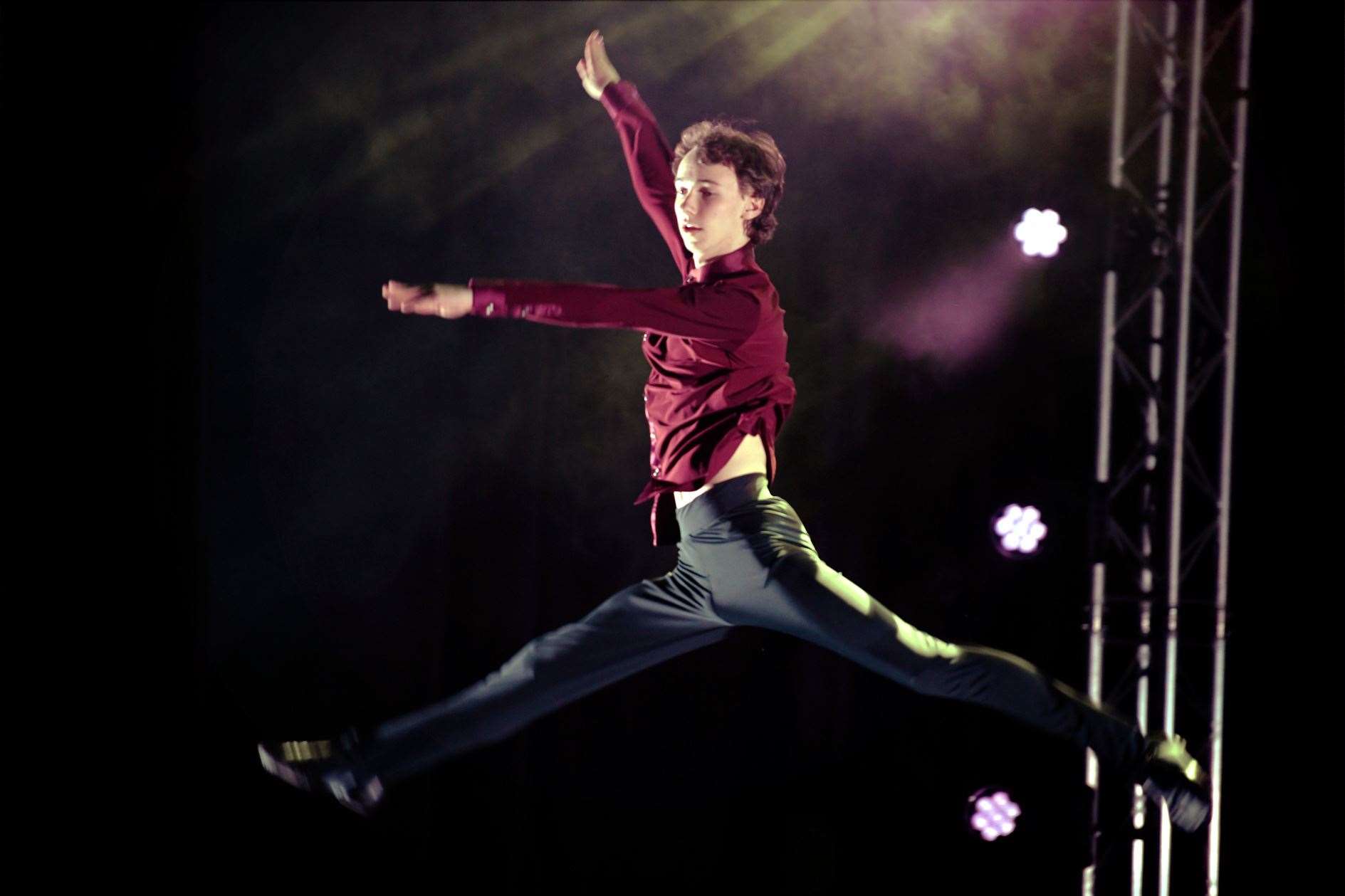 A TFX Performing Arts Academy student performing a leap. Picture: James Mackenzie.