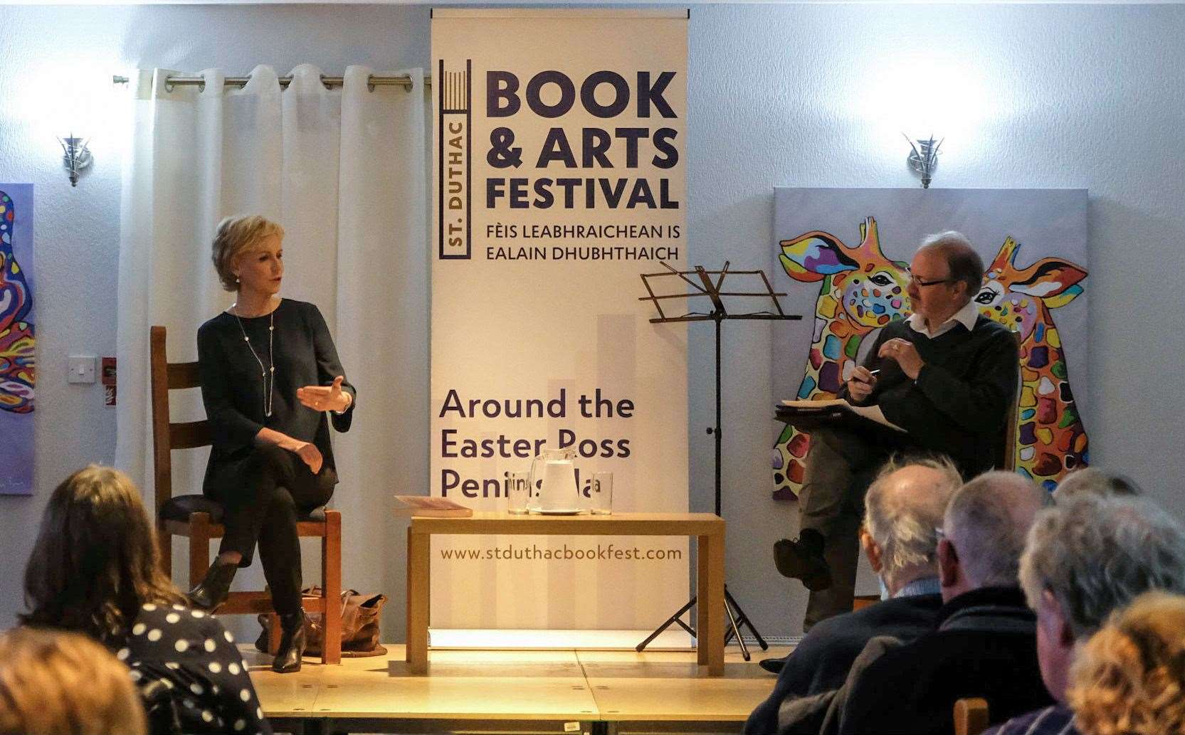Sally Magnusson was introduced by Stuart Fernie at St Duthac Book and Arts Festival last Monday. Picture: Mark Janes