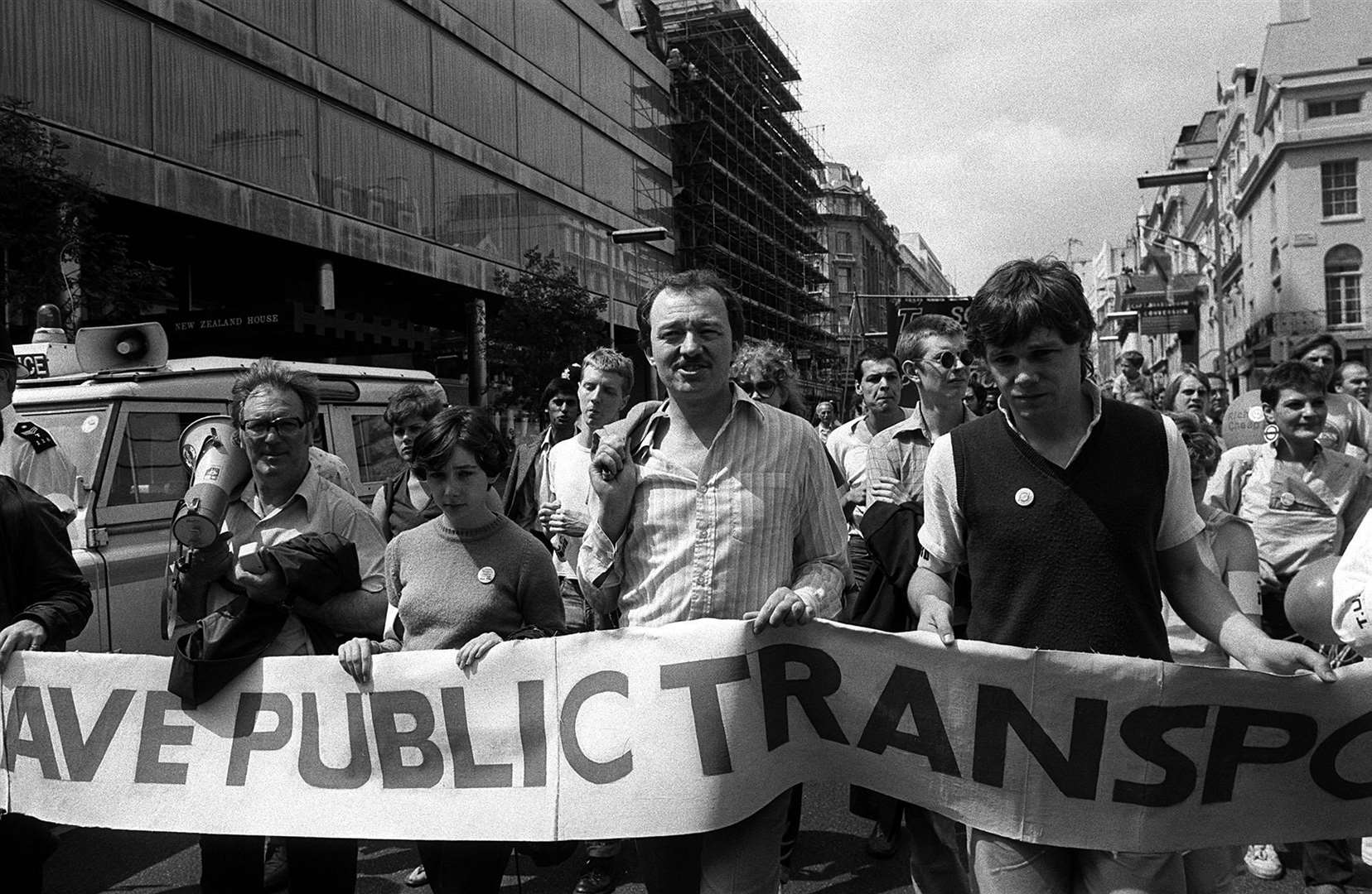 Ken Livingstone as GLC leader leading a march through London to demonstrate in support of public transport subsidies (PA)