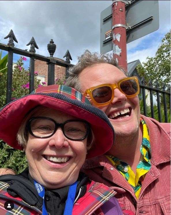 Cathy bumps into Chatty Man Alan Carr in Inverness Picture: Walk Inverness