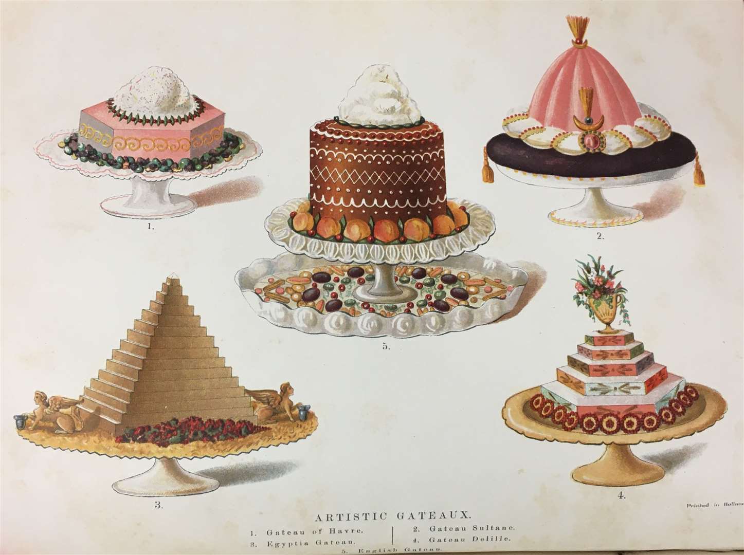 Artistic Gateaux from the Encyclopedia of Cookies, 1893.