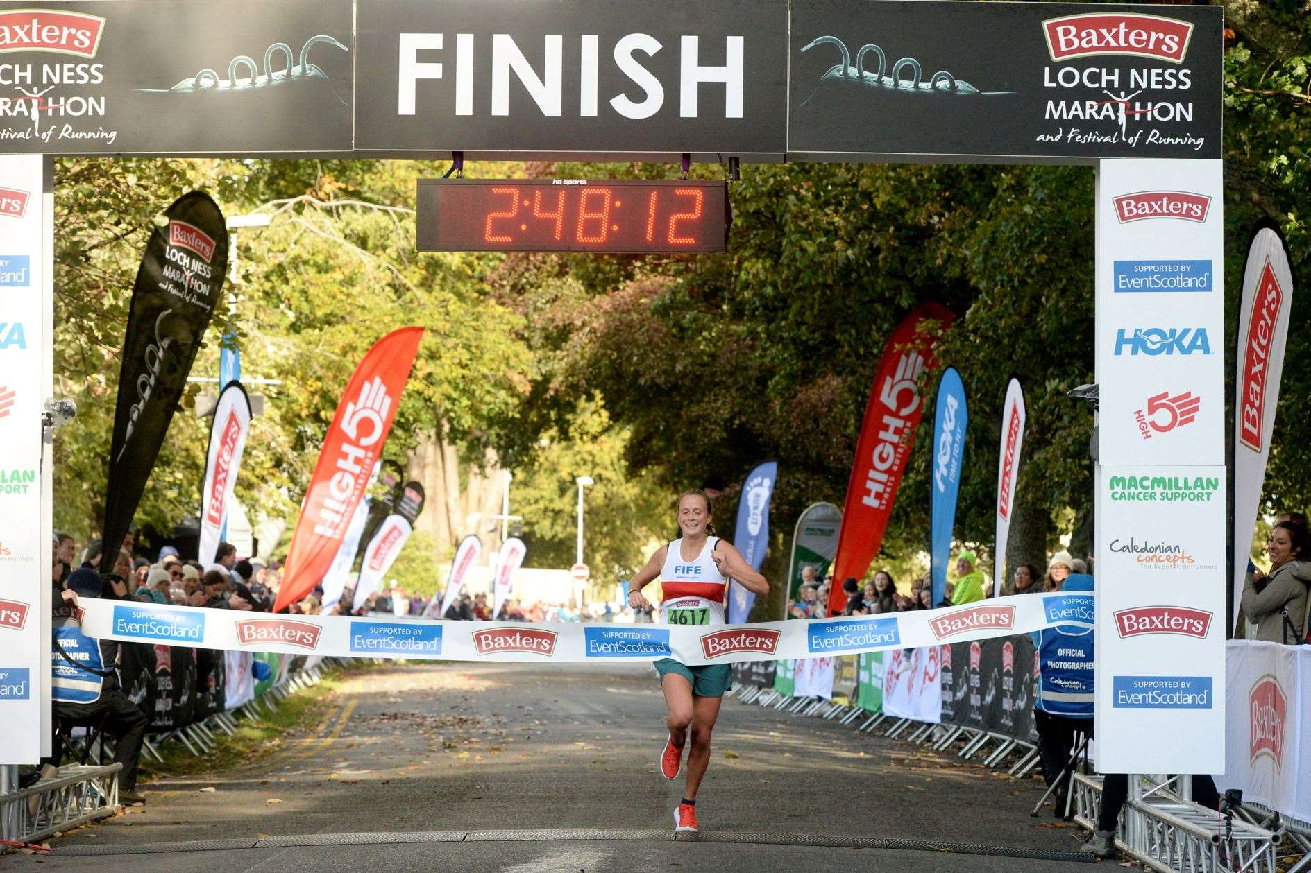 Megan Crawford crosses the finish line. Picture: James Mackenzie