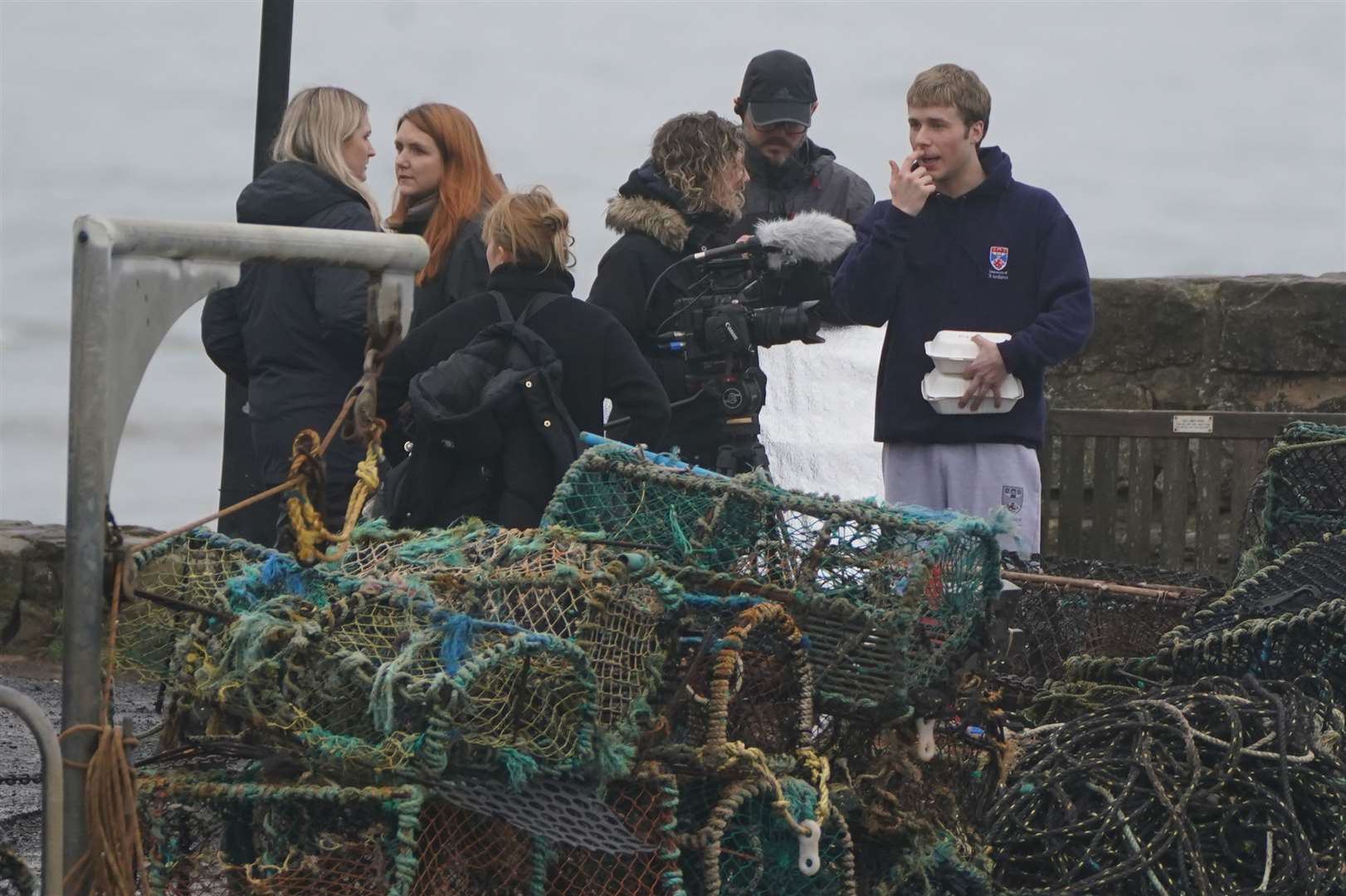 McVey joined the crew for lunch during a pause in filming (Andrew Milligan/PA)