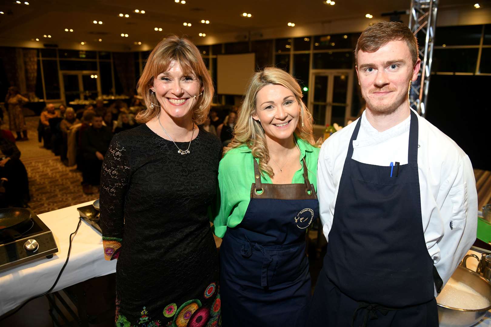 Nicky Marr, host, Sarah Rankin, Masterchef finalist and Euan Walker, executive chef for the Drumossie Hotel. Picture: James Mackenzie.