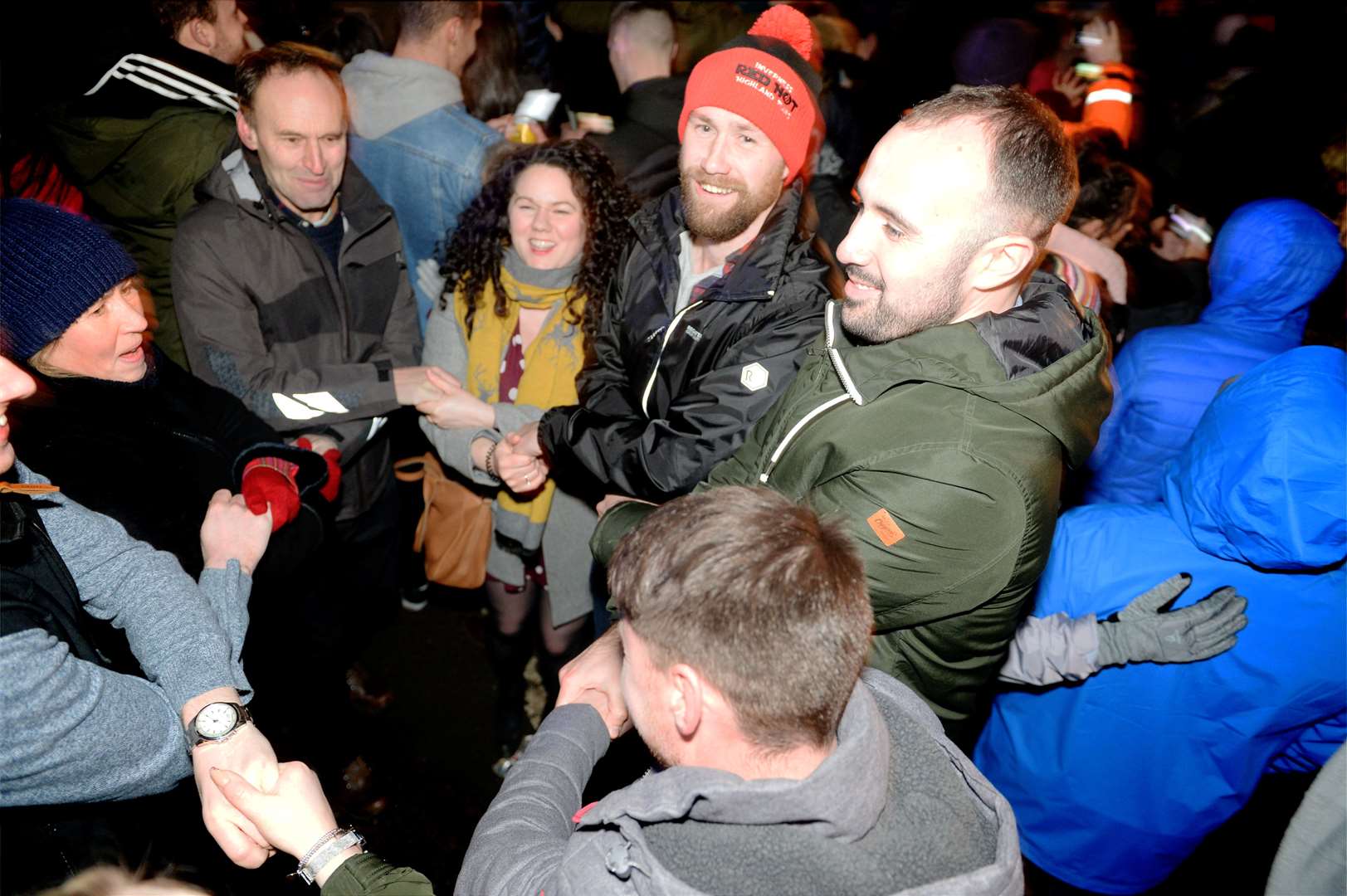 Revellers bring in the New Year with a dance at Inverness's Red Hot Highland Fling. Picture: James MacKenzie/HNM
