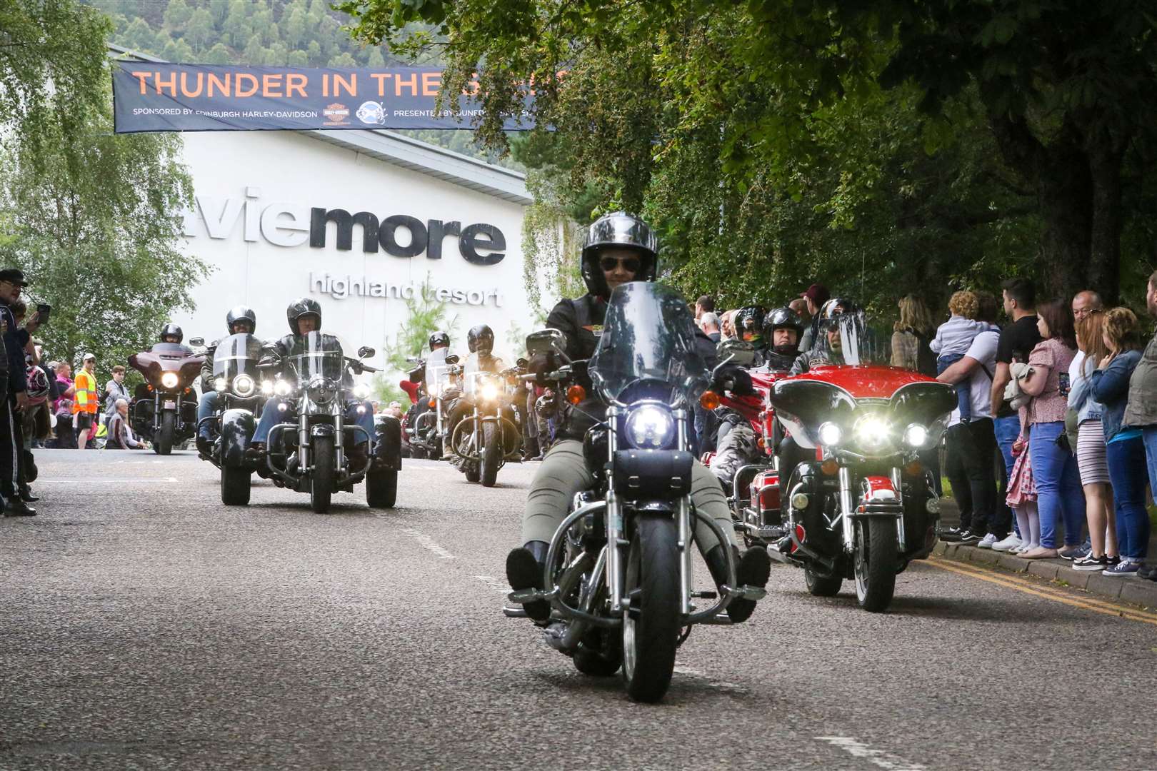 The mass ride-out from the Macdonald Aviemore Resort on the Saturday of the rally is one of the big highlights with thousands of Harleys taking part.