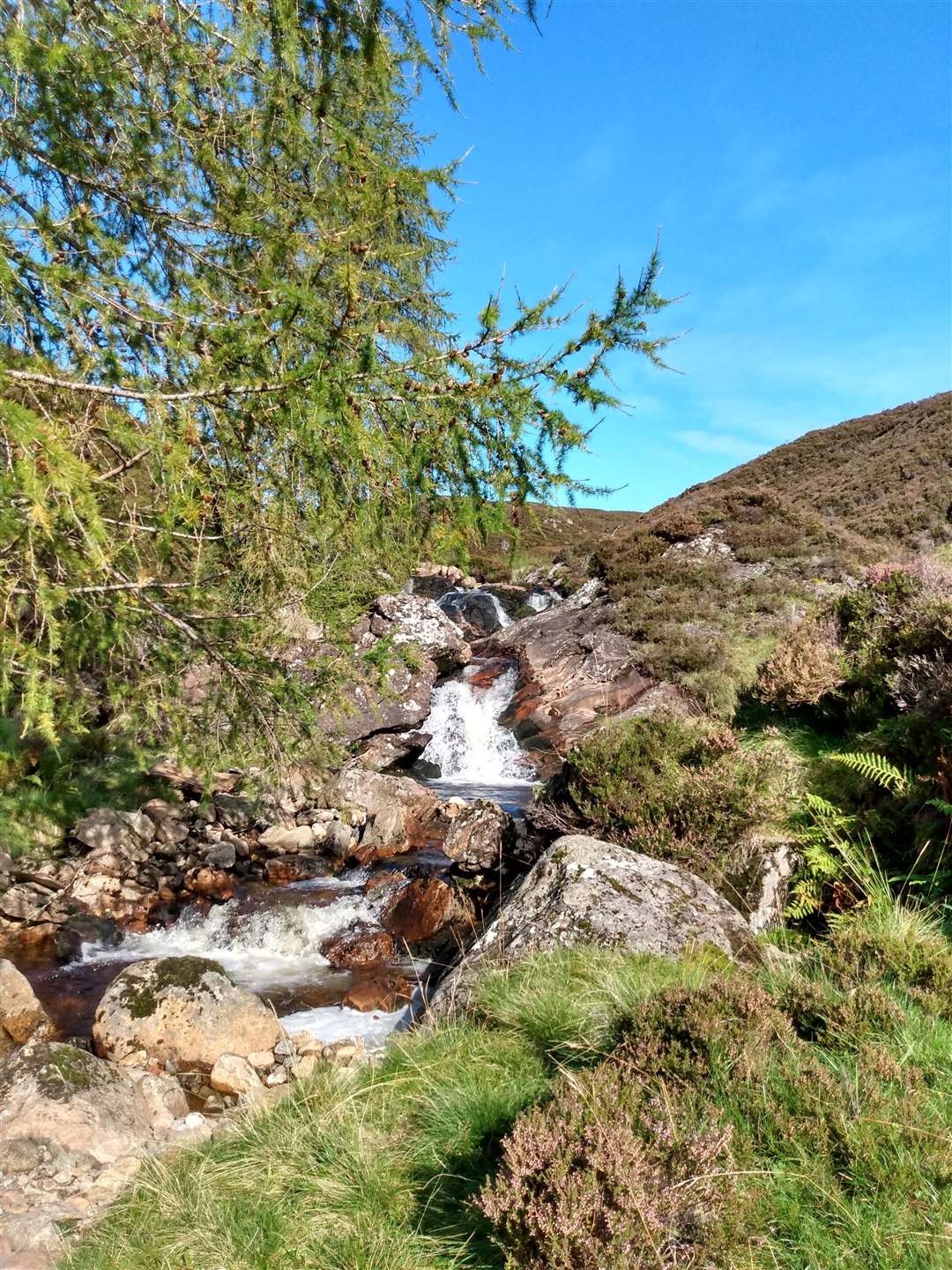 Waterfalls at the head of Glen Lochsie.