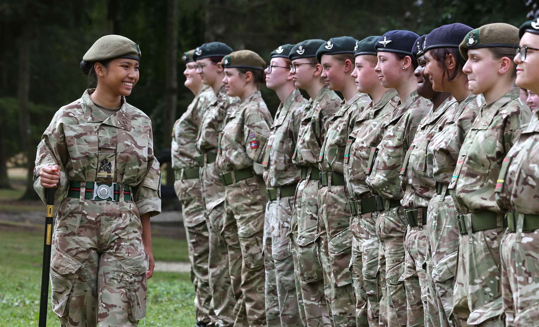Regimental Sergeant Major Ashanti Mai Holden inspects the cadets in the Northallerton Detachment (Reserve Forces’ and Cadets’ Associations/PA)