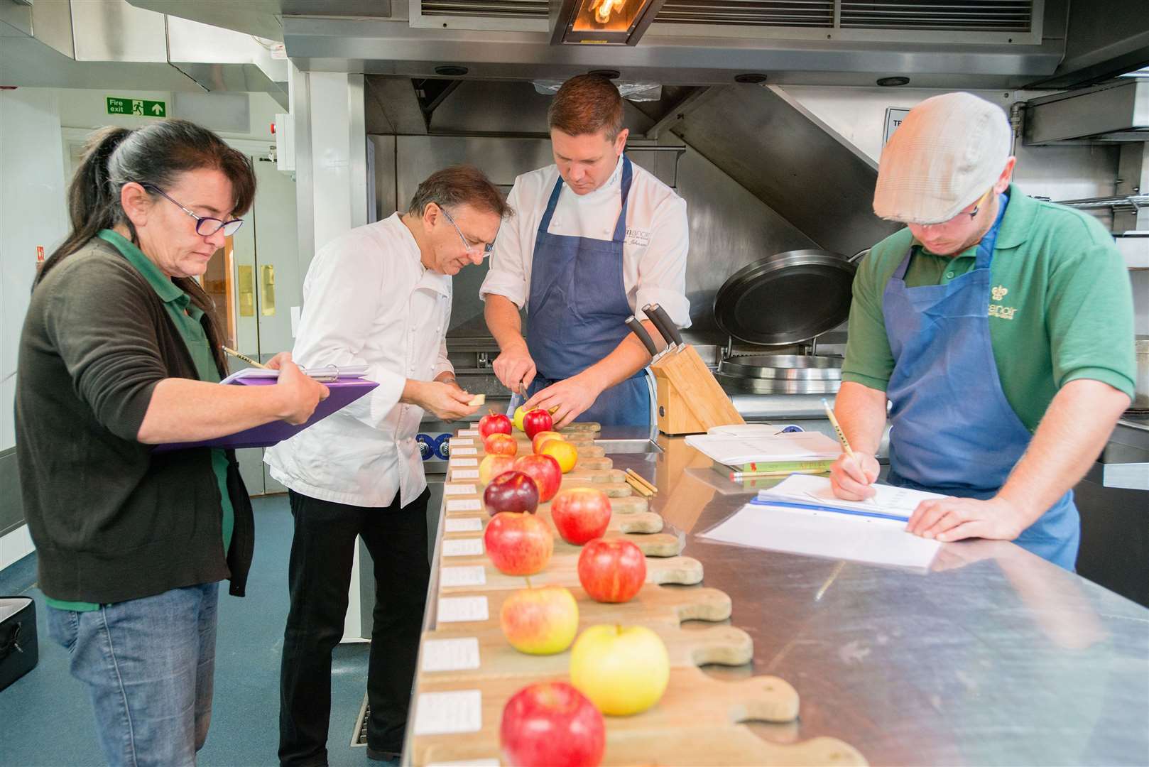 Raymond Blanc and his team testing apples. Picture: Paul Wilkinson/PA