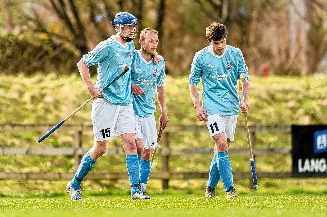 Strikes from Kevin Bartlett and Craig Morrison (centre and right) helped Caberfeidh through to the next round of the cup. Picture: Neil Paterson