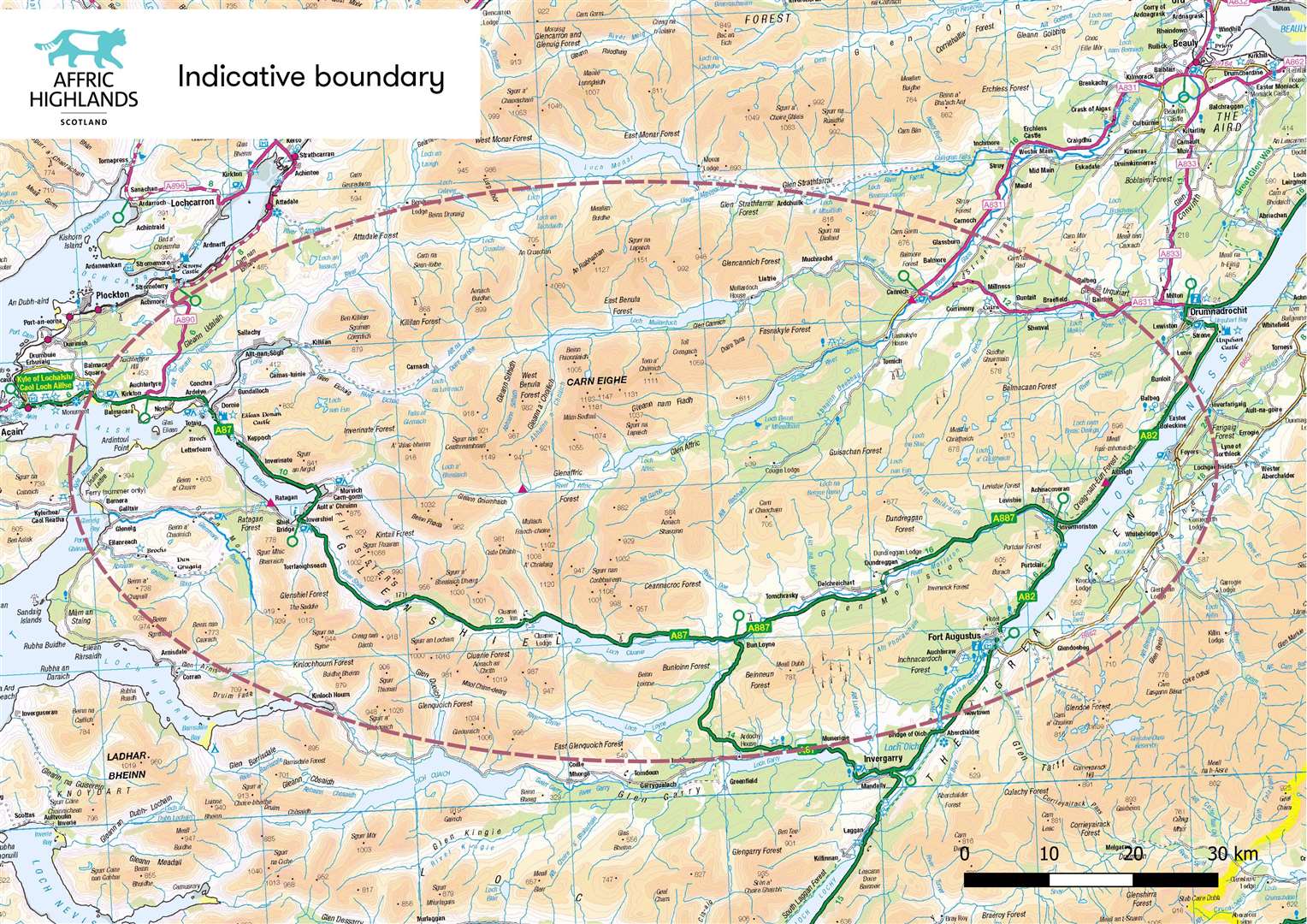 A map of the area Affric Highlands would potentially cover (Trees For Life/PA)