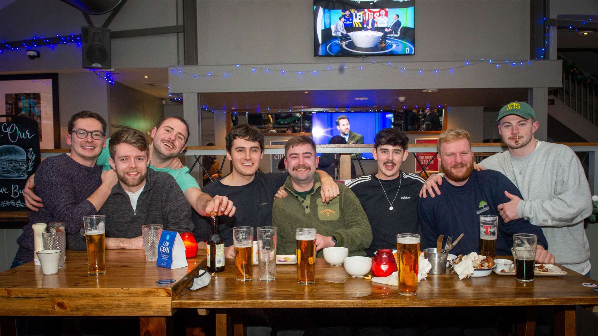 Rory Nicolson (first left) out with mates celebrating his 25th. Picture: Callum Mackay.