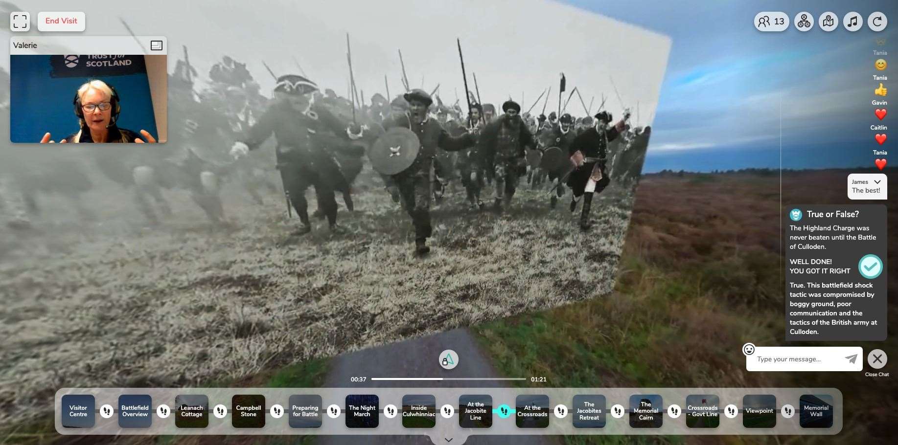 Guided tours of Culloden Battlefield will be available online.
