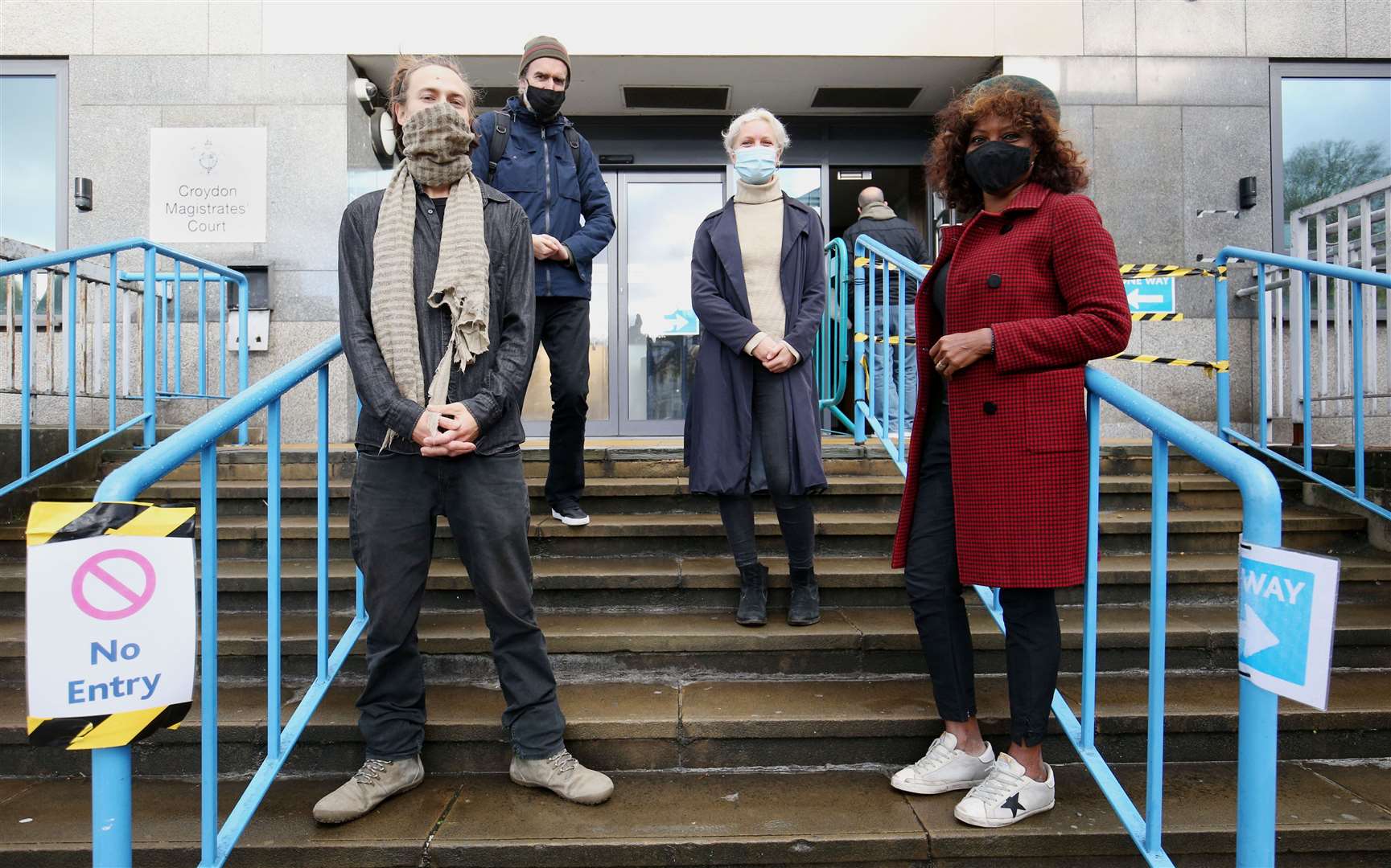 Extinction Rebellion activists, left to right, Ryan Simmonds, Roger Hallam, Holly Brentnall and Valerie Brown, in 2020 (Jonathan Brady/PA)