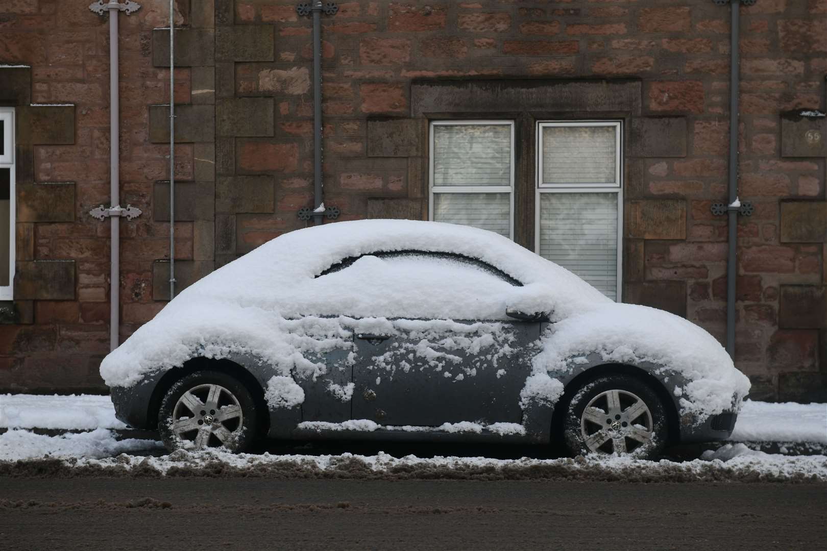 A VW Beetle in the snow. Picture: James Mackenzie