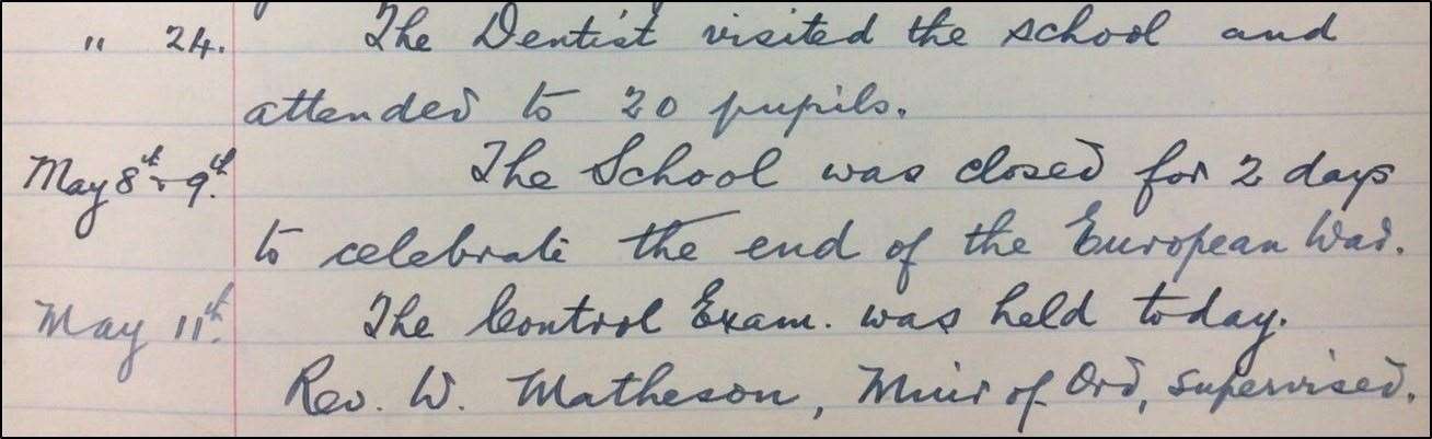 An extract from Marybank School log book.