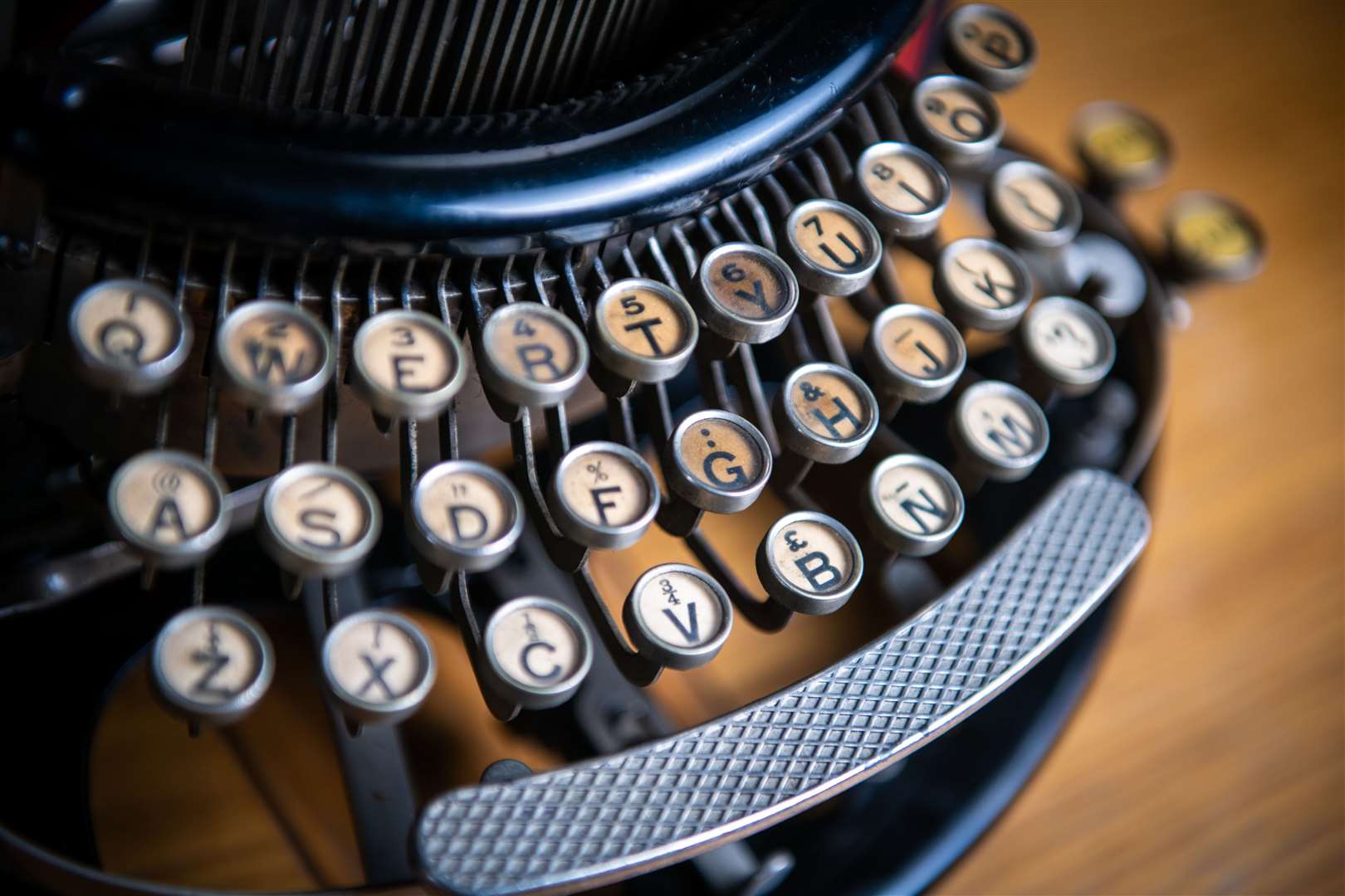 James Henderson has a collection of about 100 typewriters including some dating back to the early 20th century. Picture: Callum Mackay.
