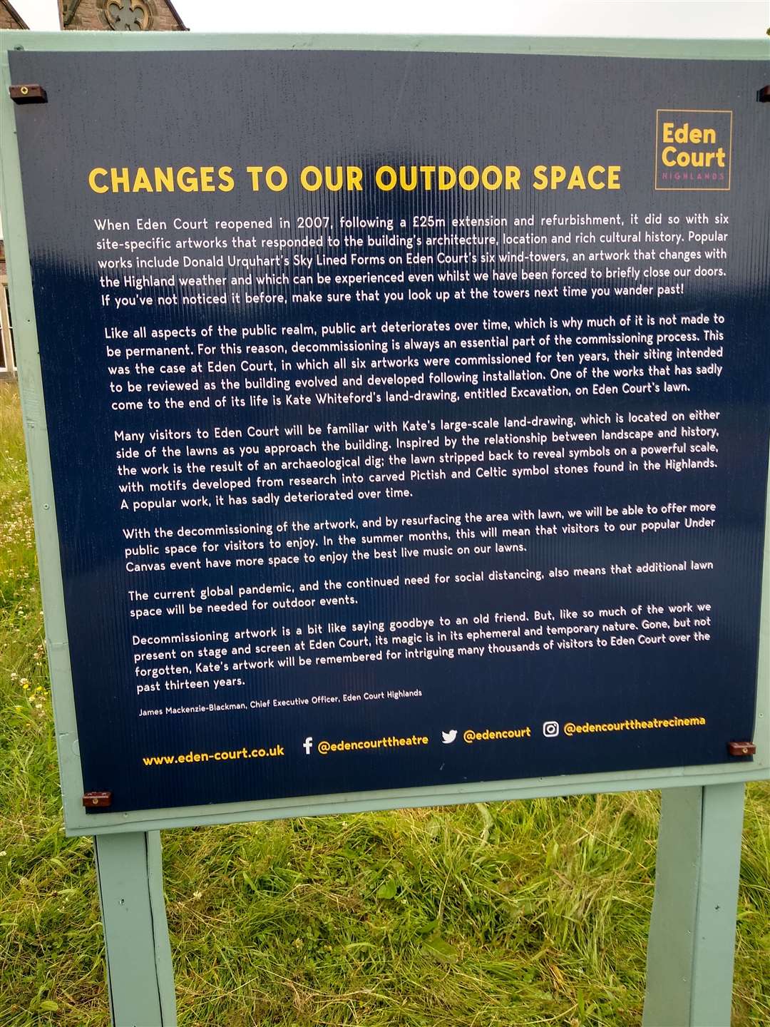 A sign explains why the changes are being made.