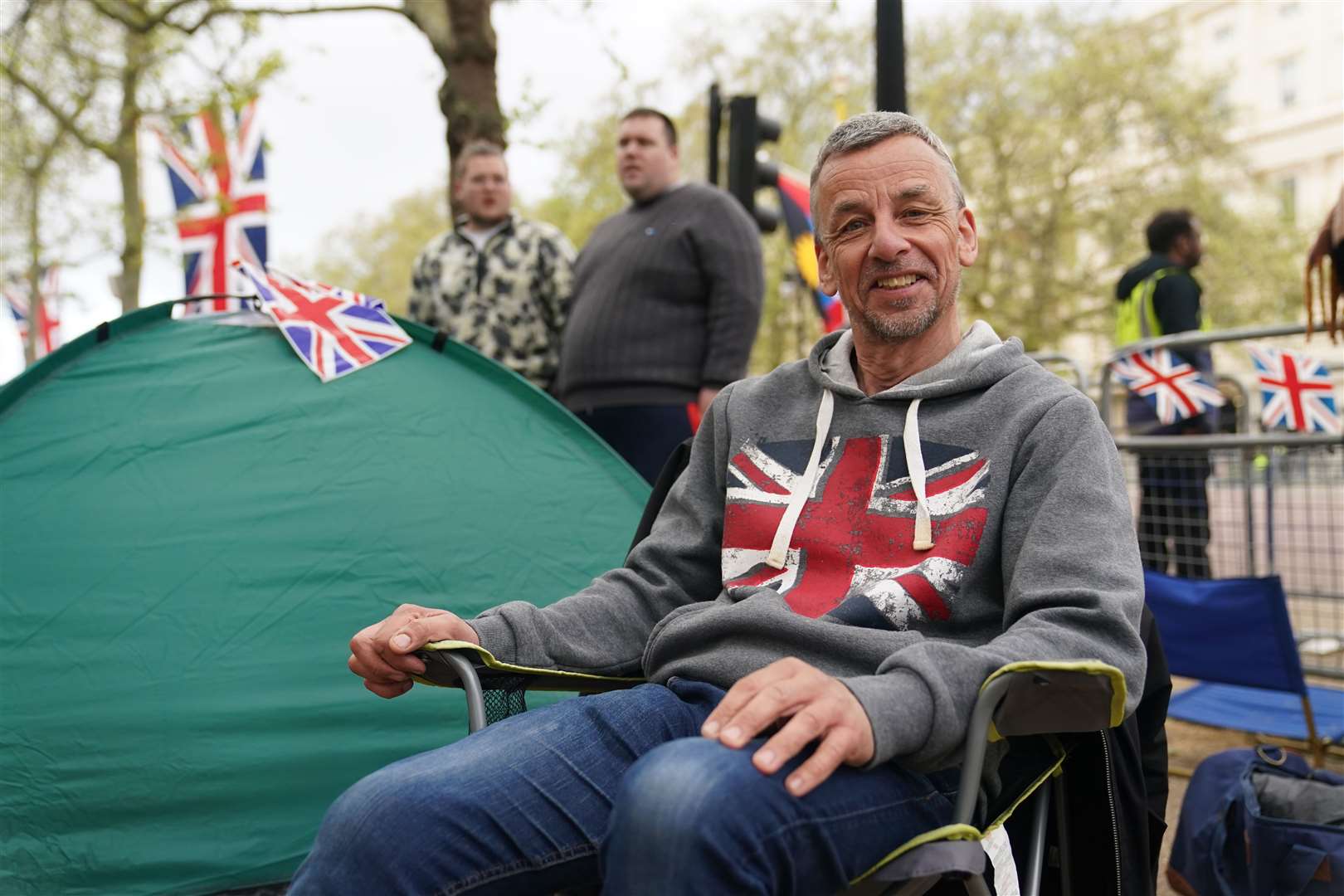 Richard Turner, from Southend-on-Sea, in position along The Mall (James Manning/PA)