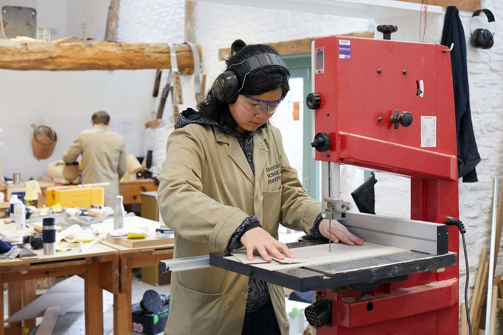 A furniture student at Barley Court workshops in Highgrove Gardens (The King’s Foundation/PA)