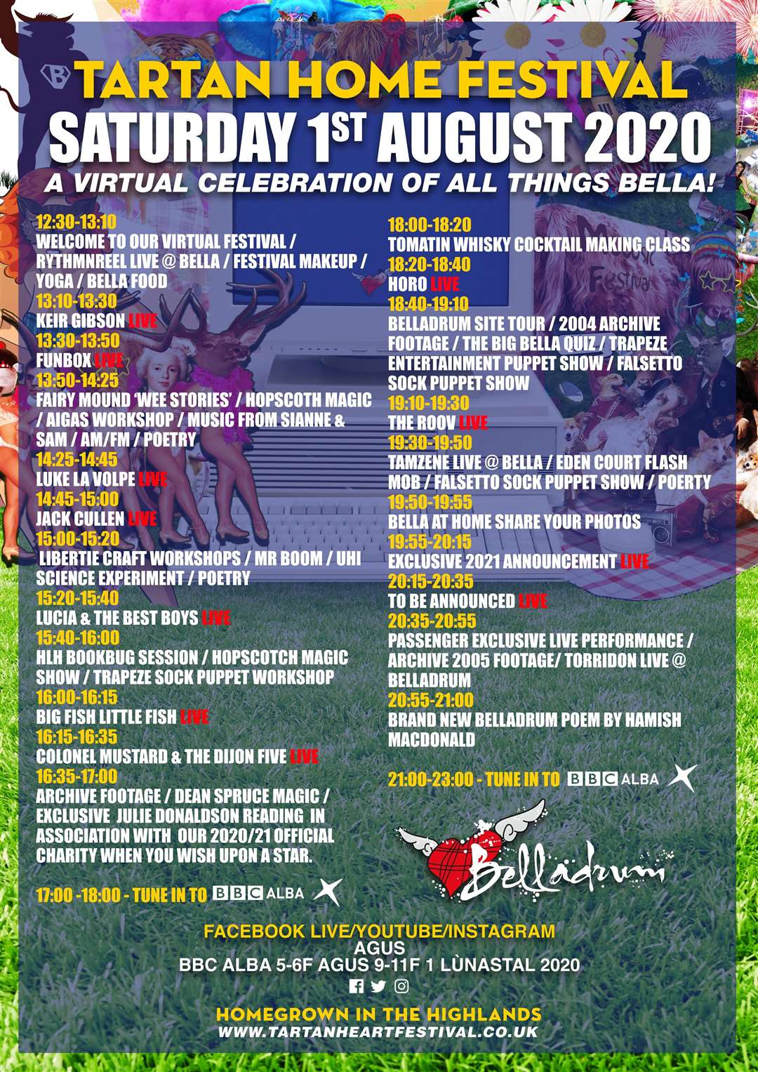 The full line-up for the whole Belladrum day!