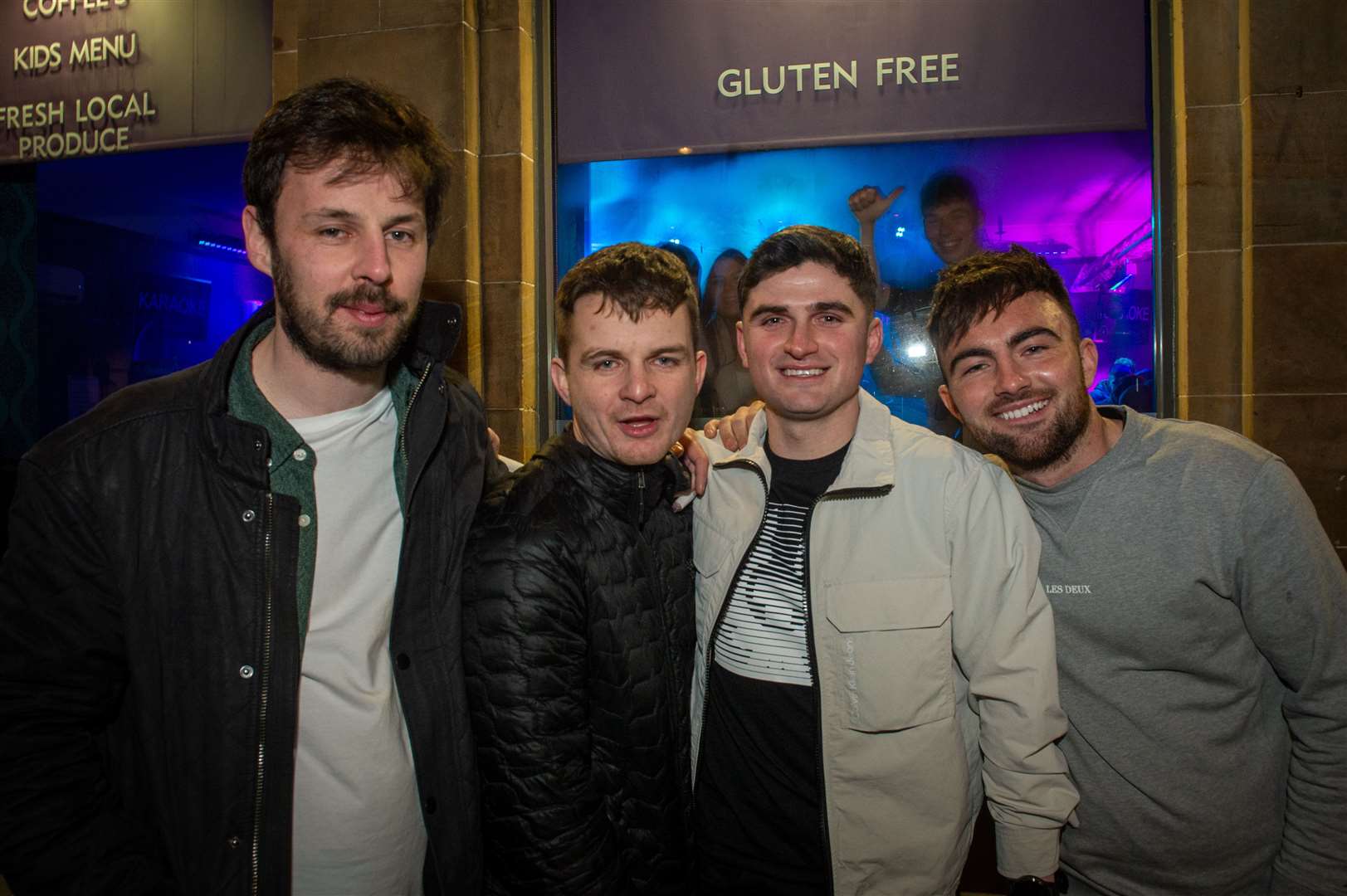 Night out for Dave Maclean, George MacDonald, Rory Macintyre and Martin Groat. Picture: Callum Mackay.