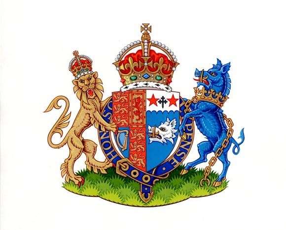 The updated coat of arms of the Queen Consort (Buckingham Palace)