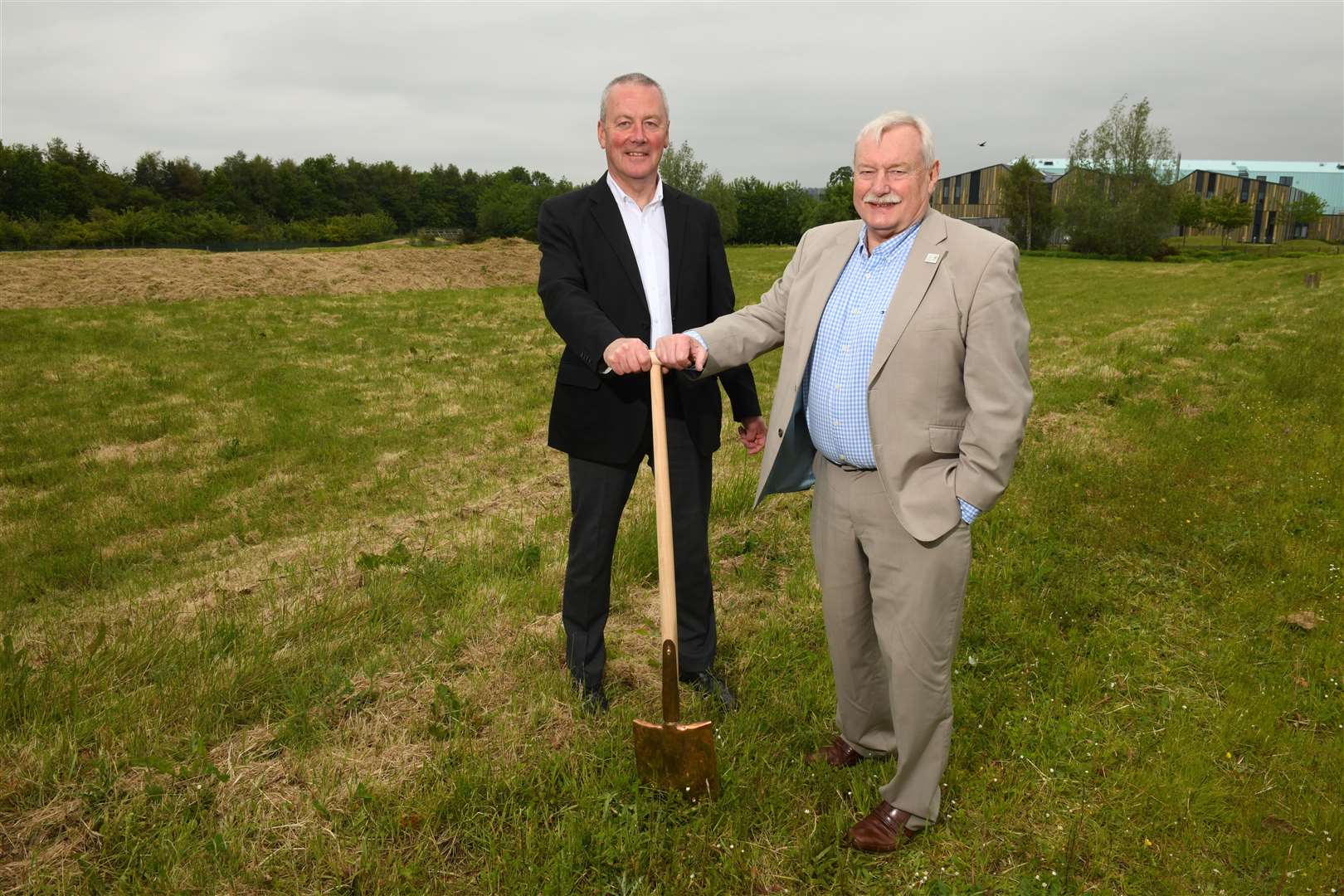 Ruaraidh MacNeil, director of business infrastructure for Highlands and Islands Enterprise, and SRUC Principal, Professor Wayne Powell, at the site of the new rural and veterinary innovation centre at Inverness Campus.