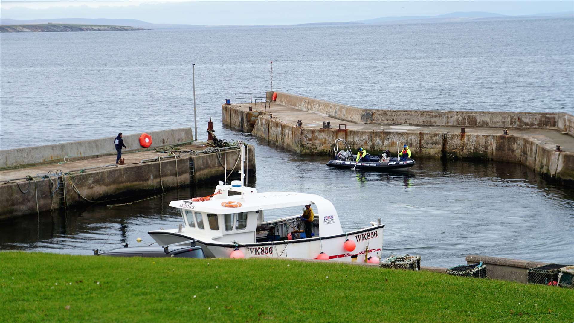 The RIB boat that was following Bonnie had broken down about a mile from the finish at John O'Groats harbour. Picture: DGS