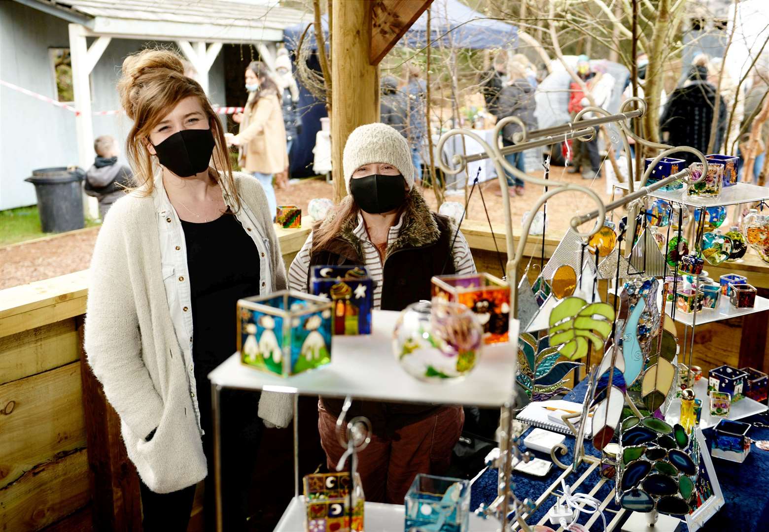 Grace McCulloch and Kim Cable at Kim's stall, Glasshouse Designs. Picture: James Mackenzie