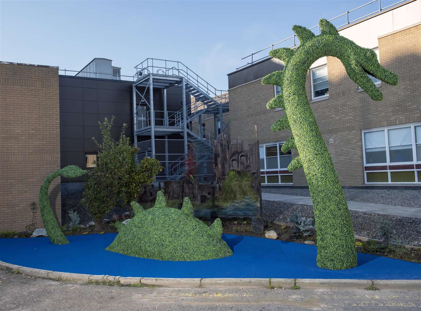 The topiary Nessie outside the Highland Children’s Unit.