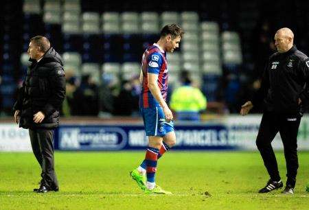 Greg Tansey is commiserated by Brian Rice after Wednesday's defeat by Celtic. Pictures: Ken Macpherson.
