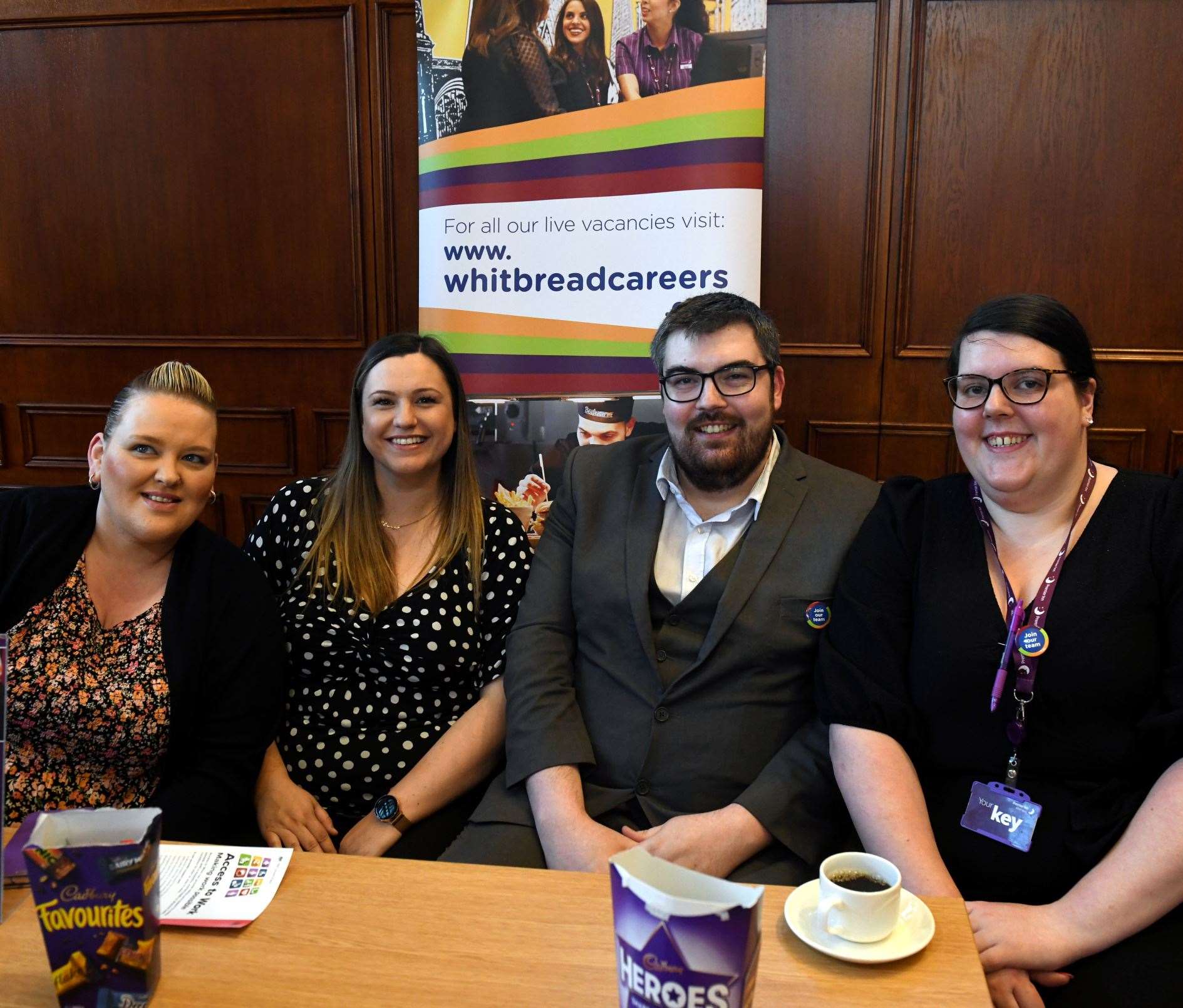Hotel recruitment drive at Inverness Town House. Kelly Anderson, deputy hotel manager, Premiere Inn West, Hollie Maclennan, hotel manager Premiere Inn East & West, Dean Cruickshank, hotel manager Premiere Inn Millburn Road and River Ness and Amber Johnston, deputy hotel manager at Millburn Road Premiere Inn. Picture: James Mackenzie
