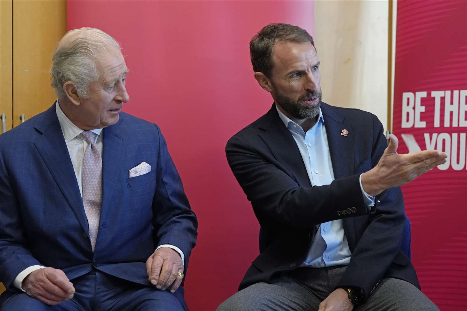 The King talks to Gareth Southgate (Frank Augstein/PA)