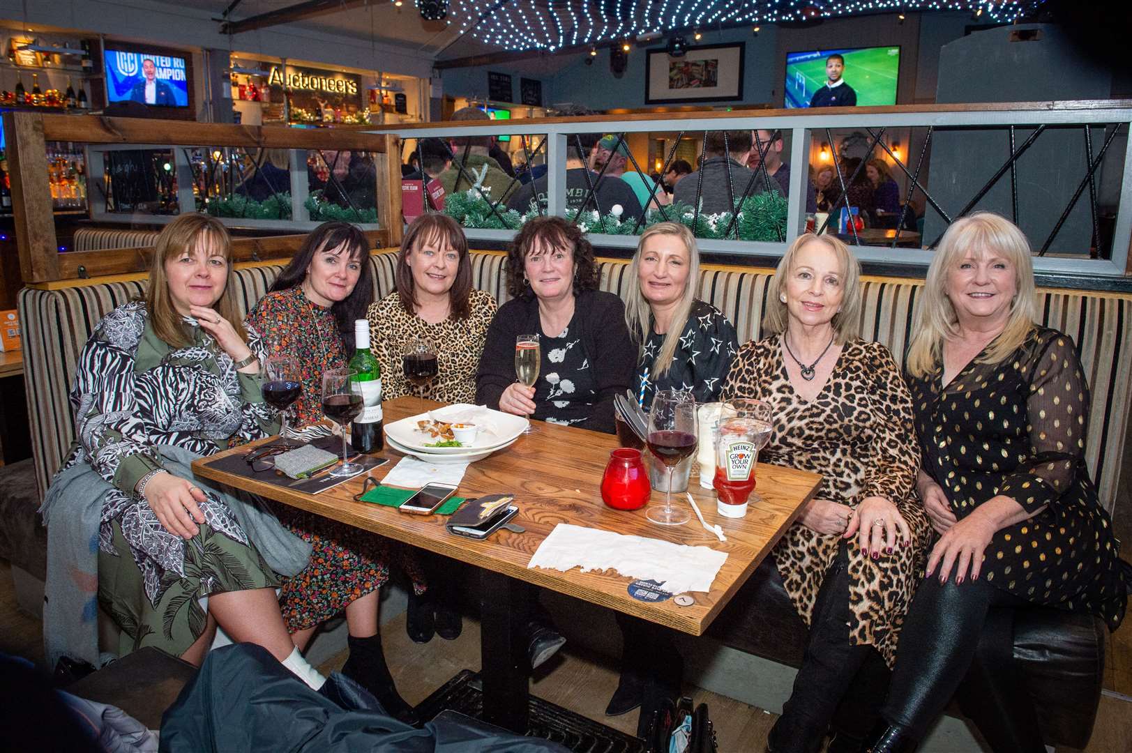 Sharon Sutherland (fourth left) on a birthday night out. Picture: Callum Mackay.